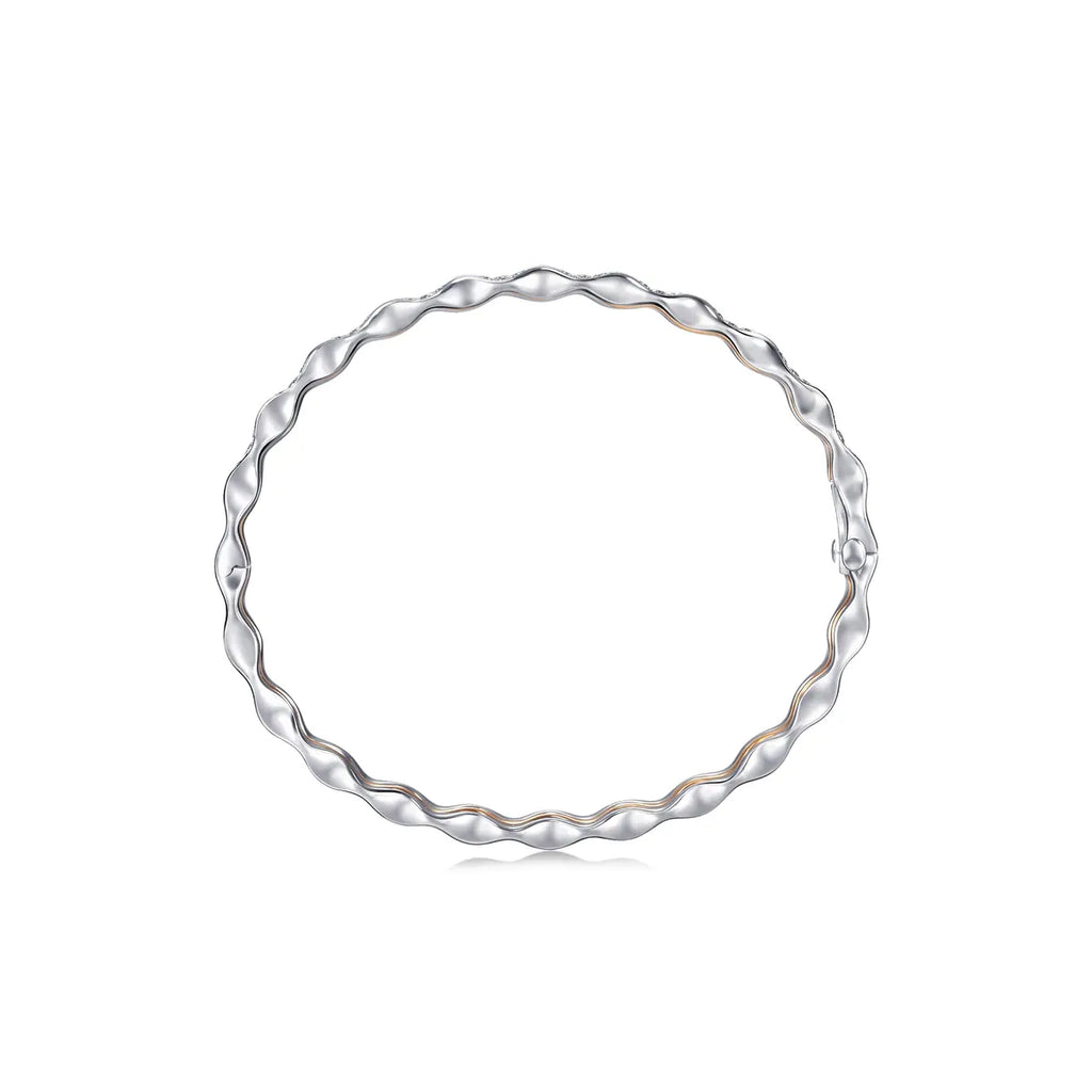 Bracelet jonc Chowsangsang en or blanc et rouge 18 carats avec diamants