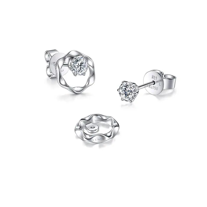Boucles d'oreilles Chowsangsang en or blanc 18 carats et diamants