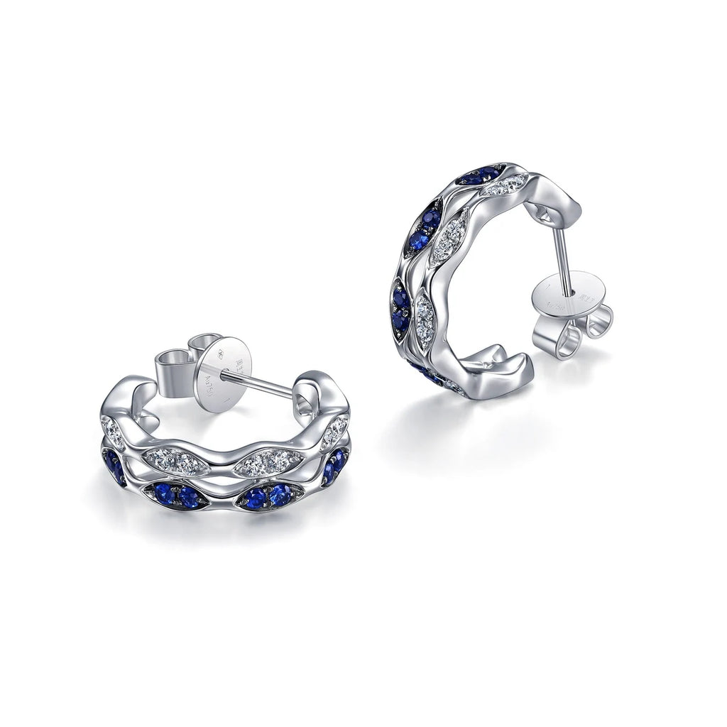 Boucles d'oreilles Chowsangsang en or blanc et noir 18 carats avec saphir