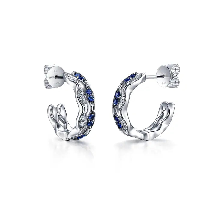 Boucles d'oreilles Chowsangsang en or blanc et noir 18 carats avec saphir