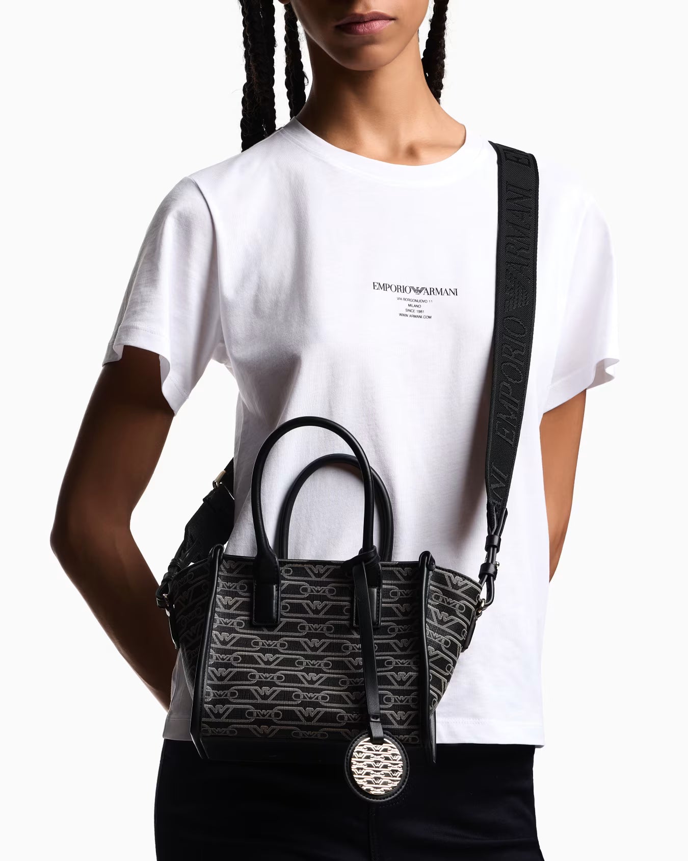 ARMANI Petit sac cabas avec imprimé monogramme all-over 