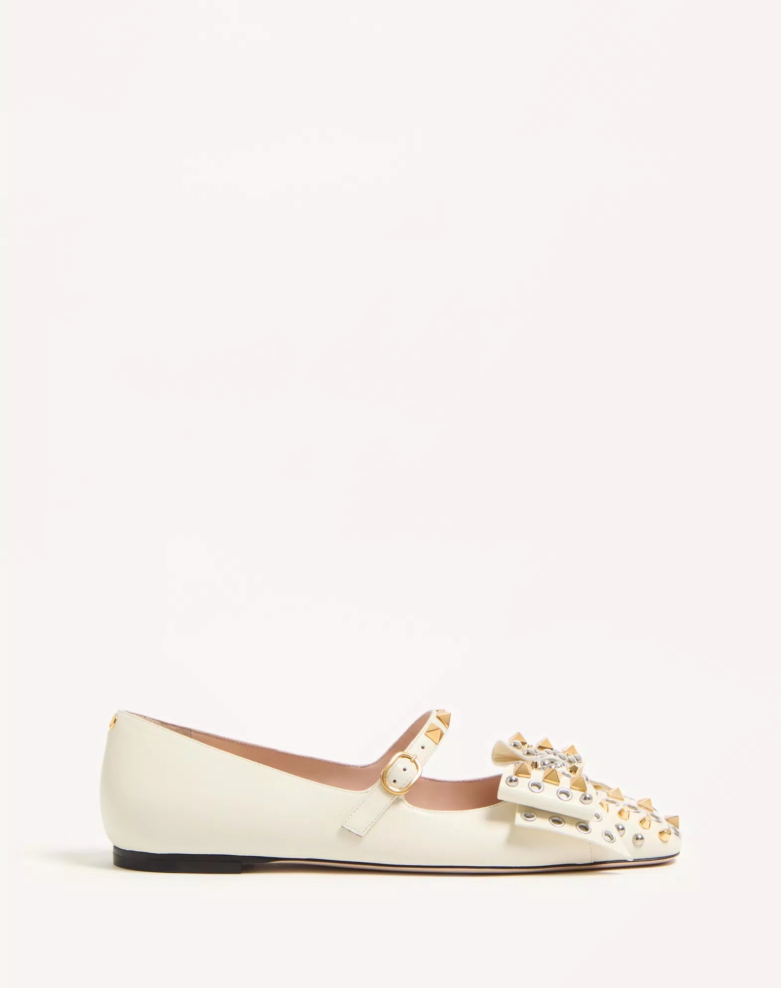 Valentino Mary-Jane Bowow Ballerina In Kidskin With Studs