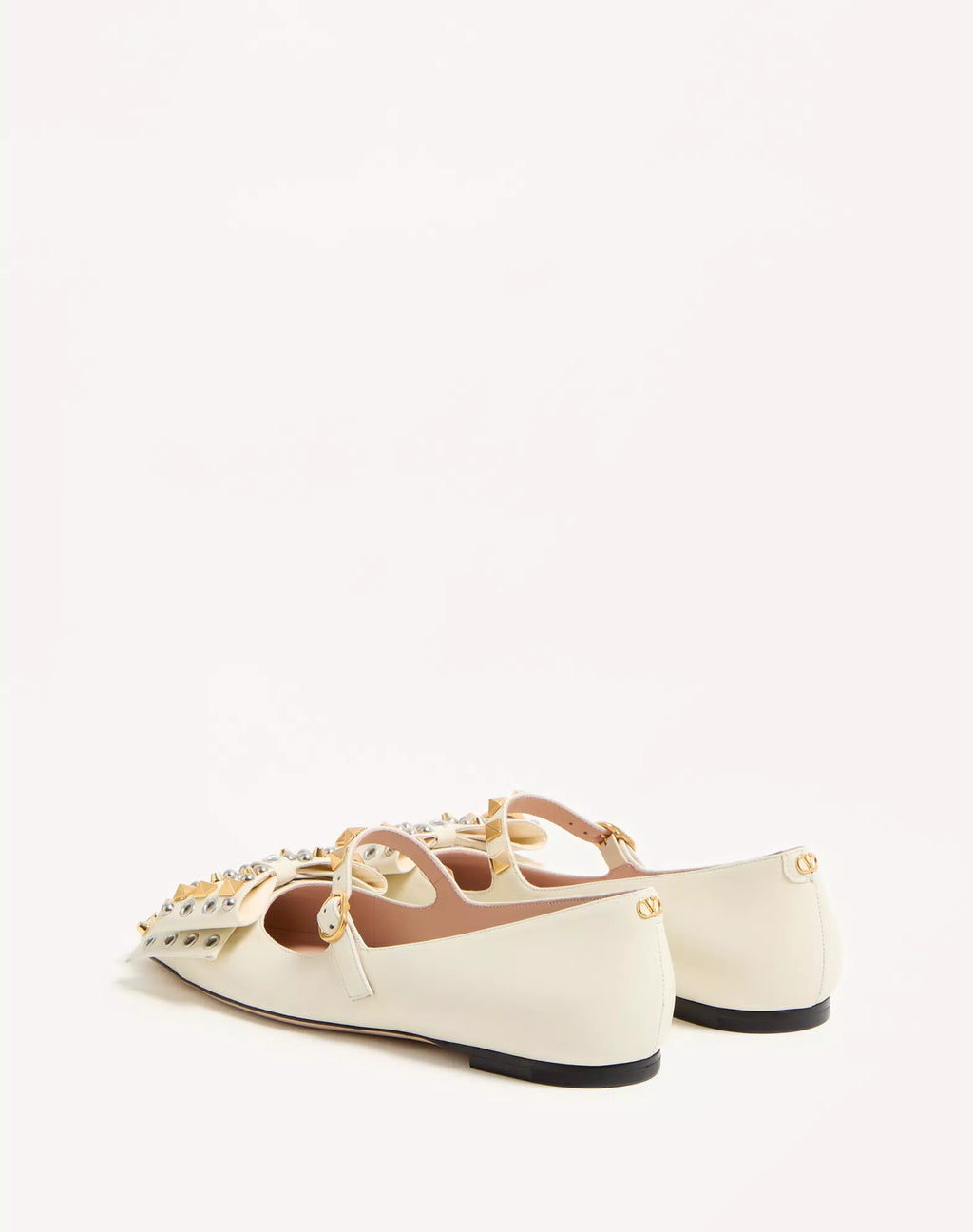 Valentino Mary-Jane Bowow Ballerina In Kidskin With Studs