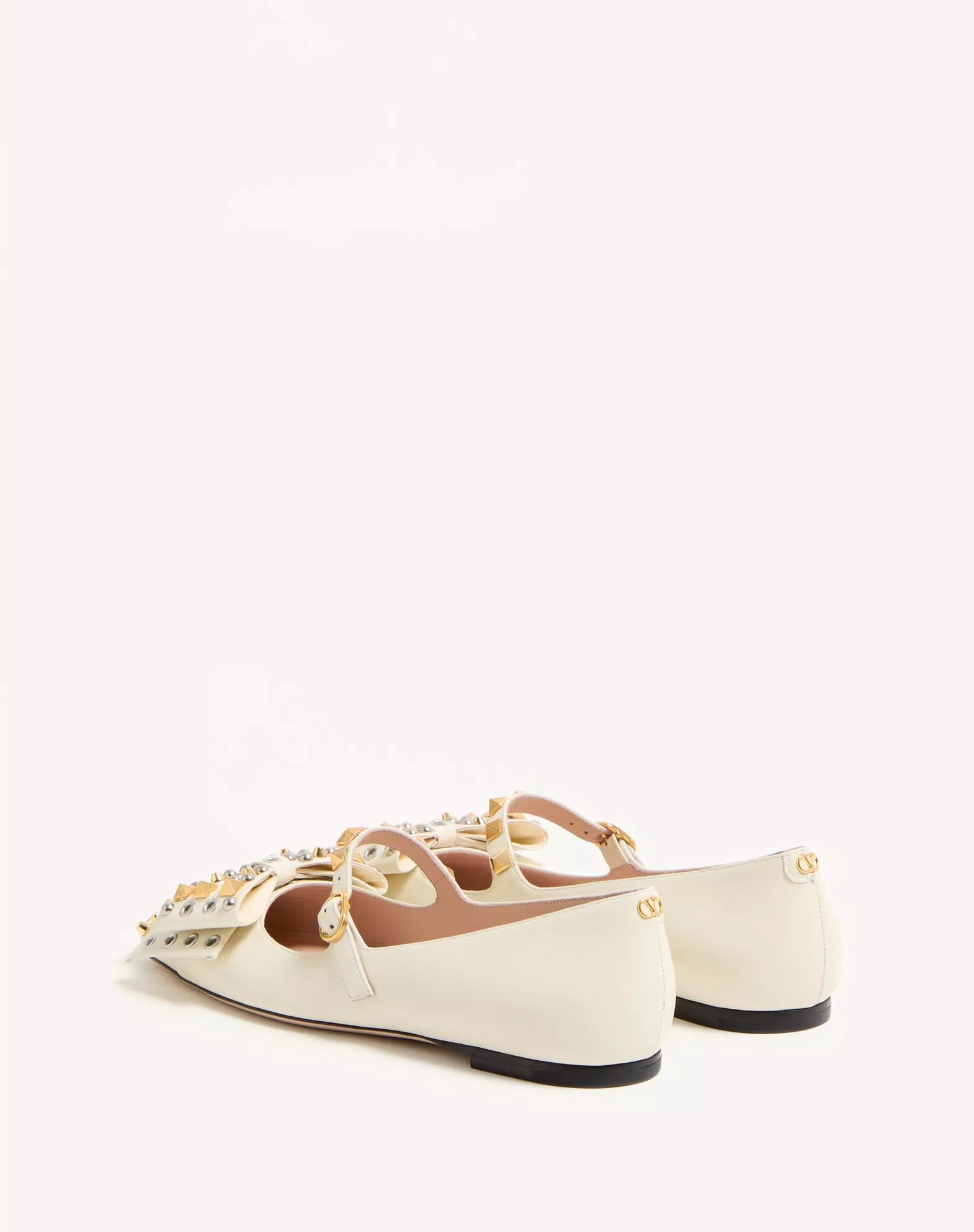 Valentino Mary-Jane Bowow Ballerina In Kidskin With Studs