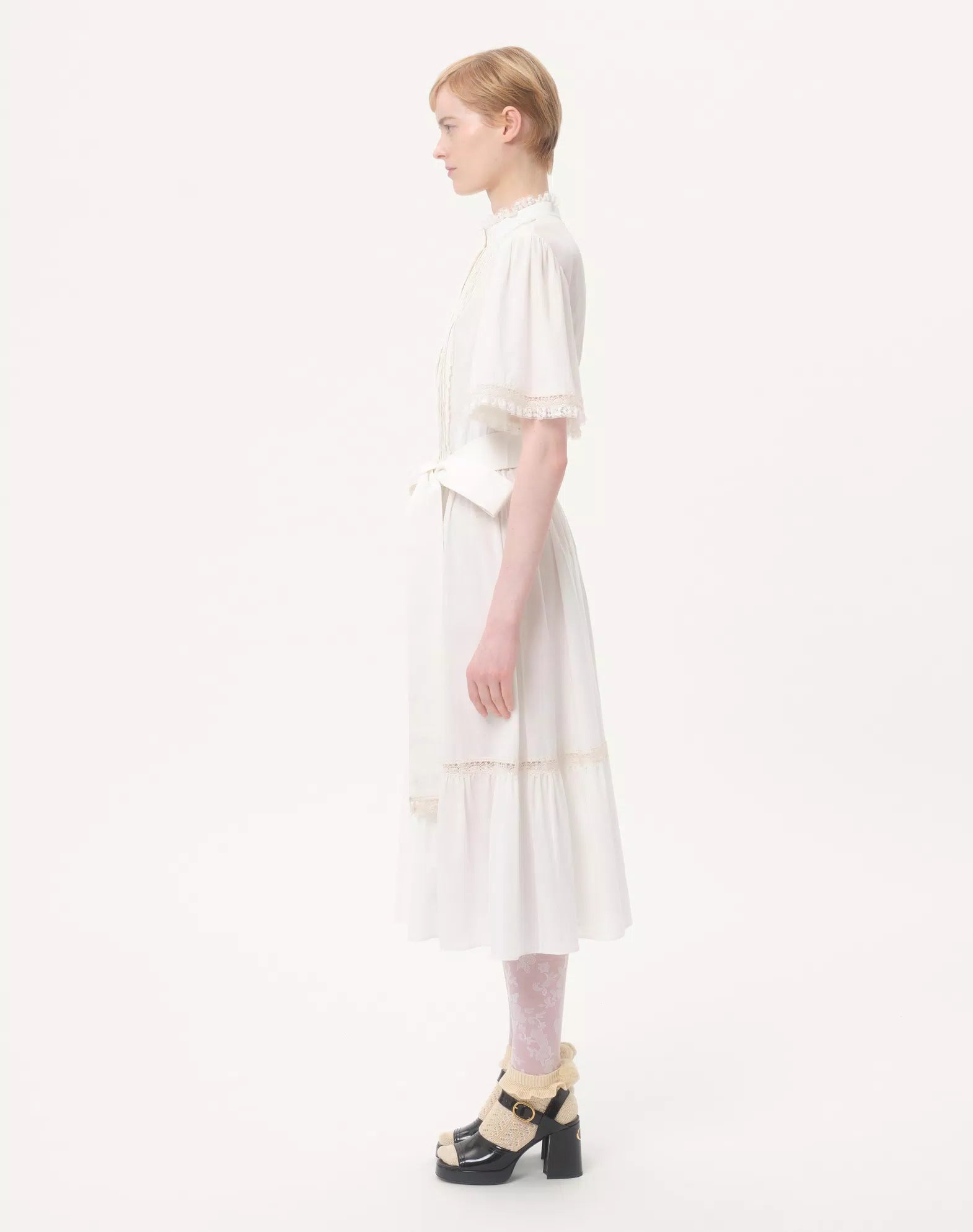 Valentino Midi Dress In Cotton Muslin