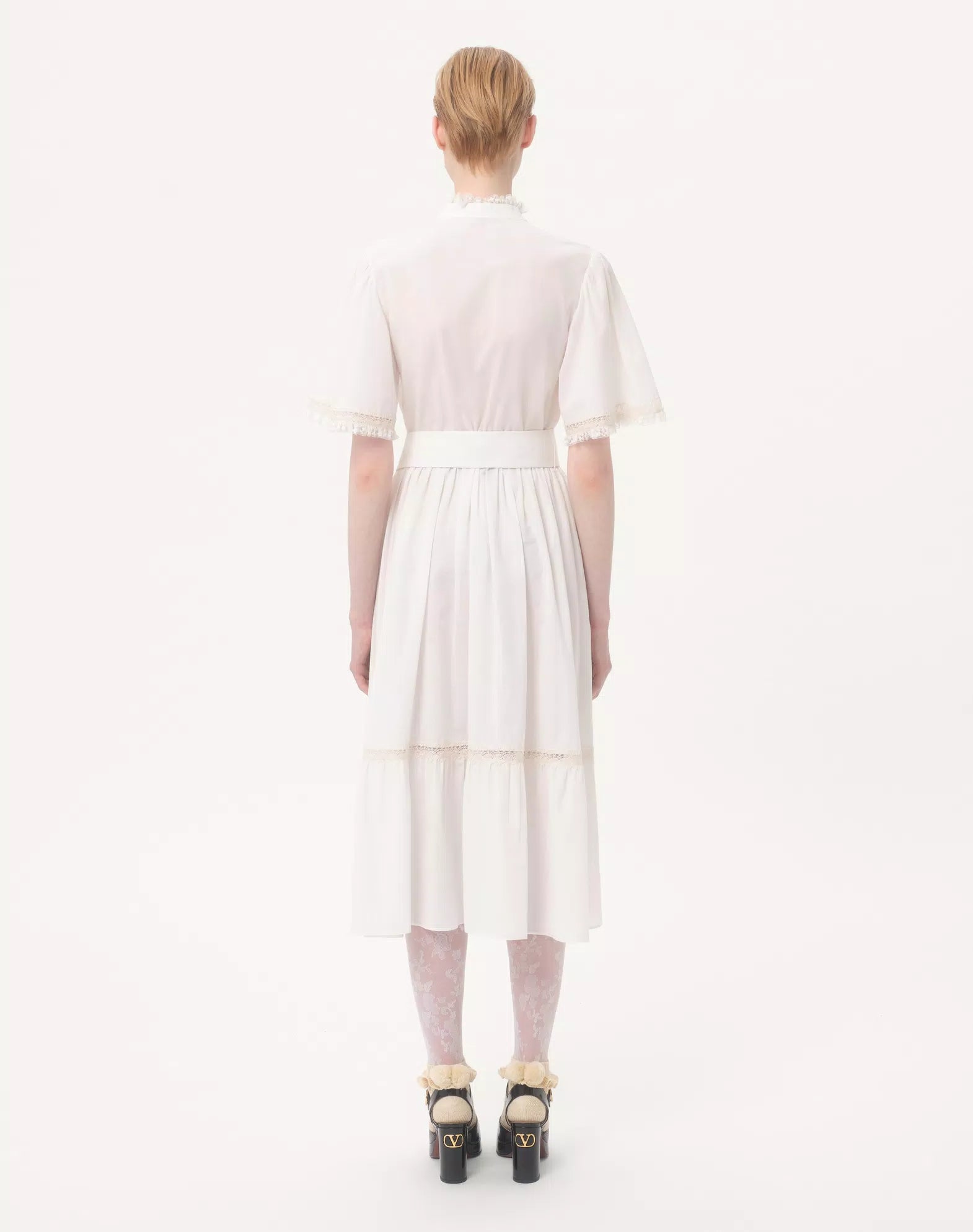 Valentino Midi Dress In Cotton Muslin