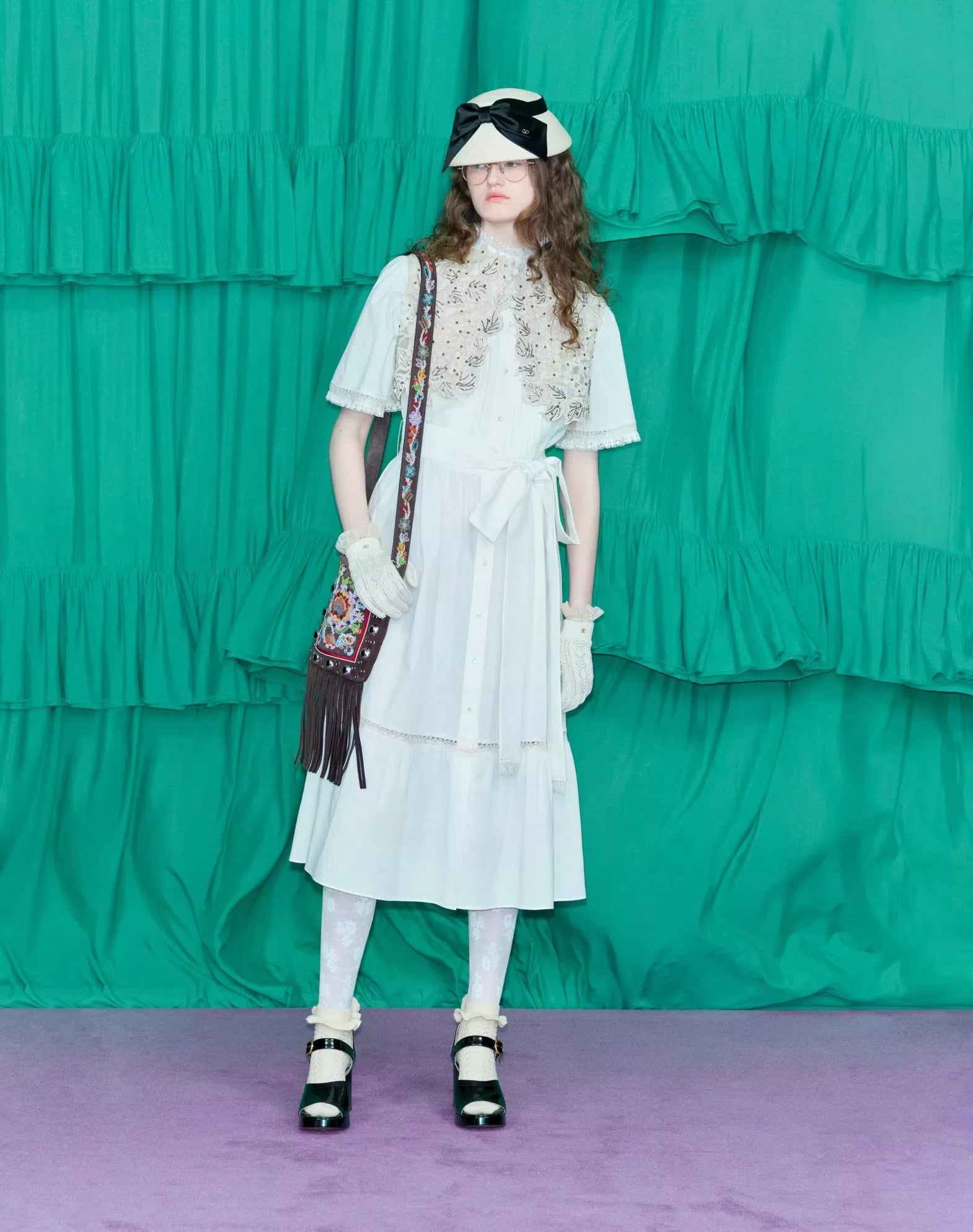 Valentino Midi Dress In Cotton Muslin