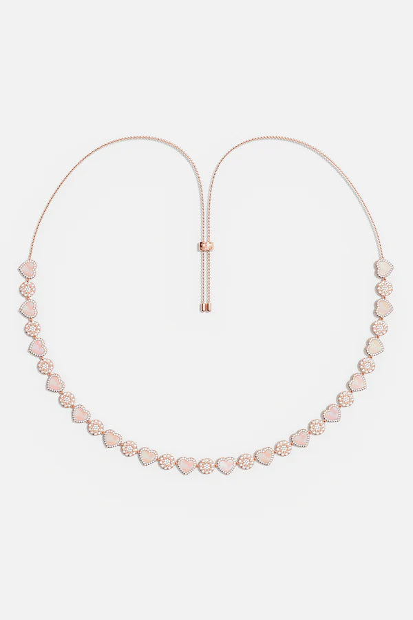 Collier ajustable cœur et pois en nacre rose APM Monaco