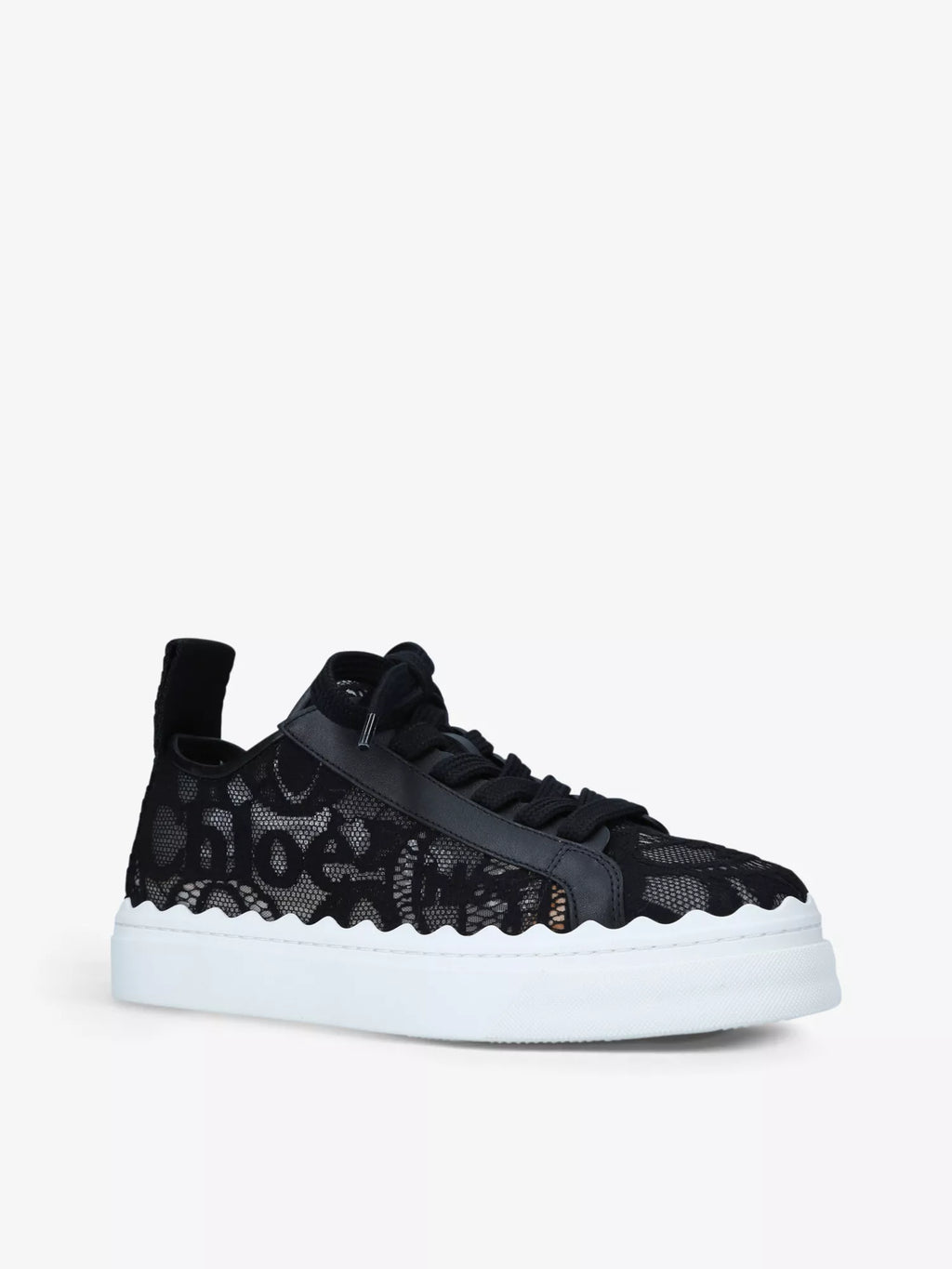 CHLOE  Lauren lace-detail leather trainers