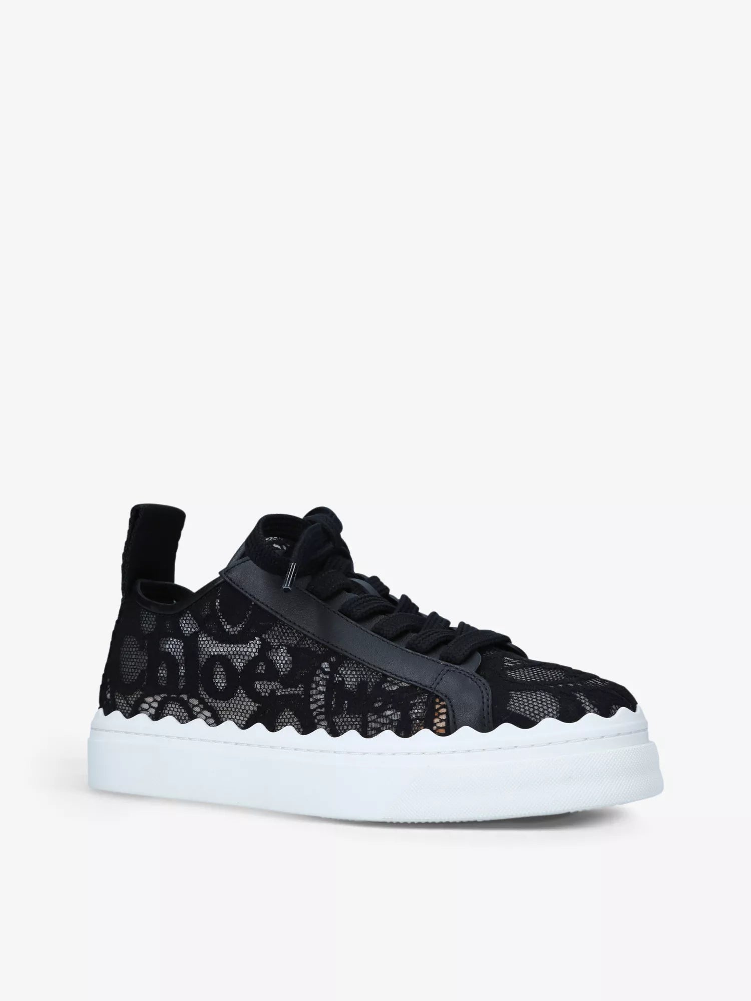 CHLOE  Lauren lace-detail leather trainers