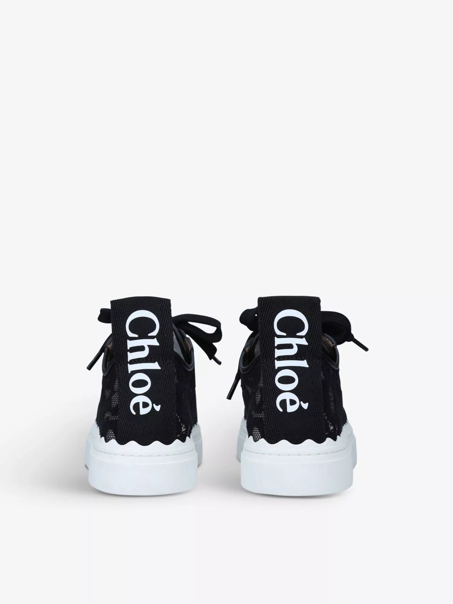 CHLOE  Lauren lace-detail leather trainers
