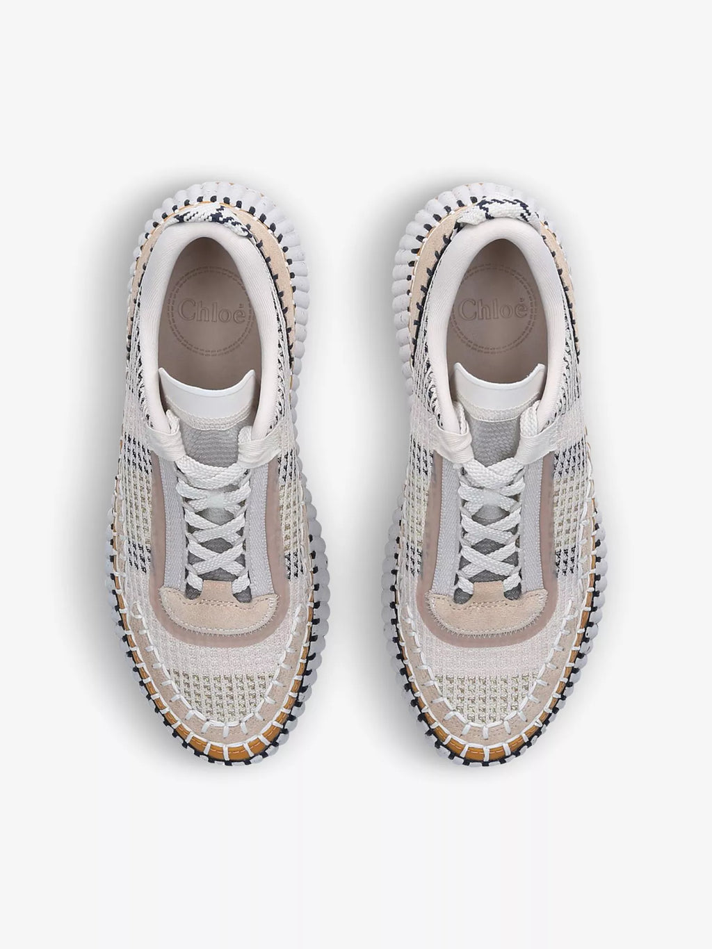 Nama embroidered suede and recycled mesh trainers