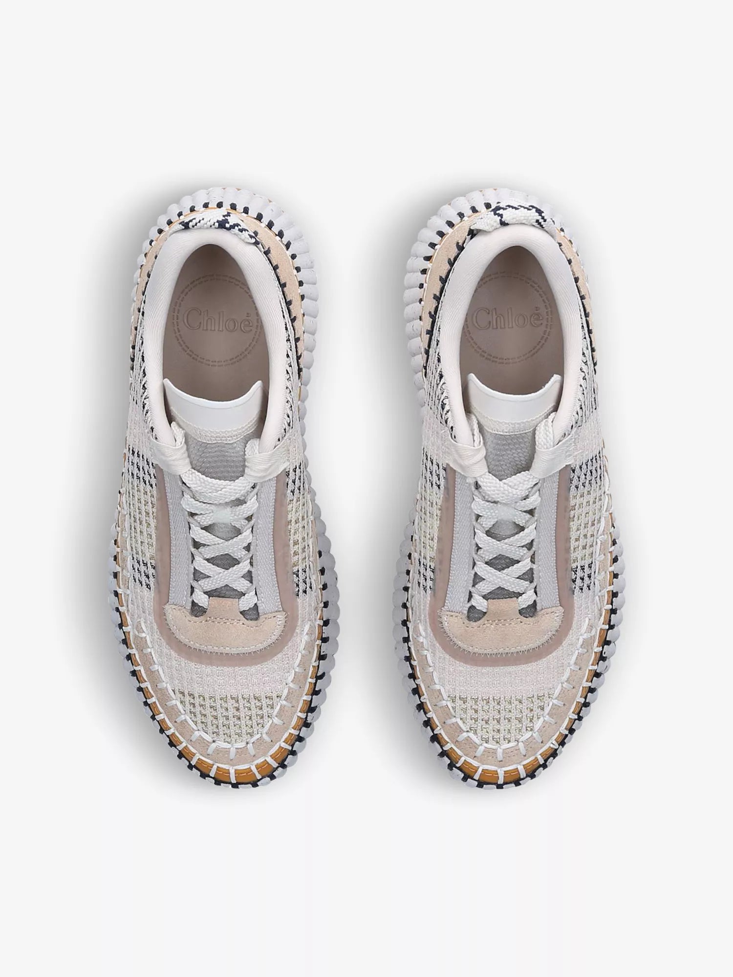 Nama embroidered suede and recycled mesh trainers