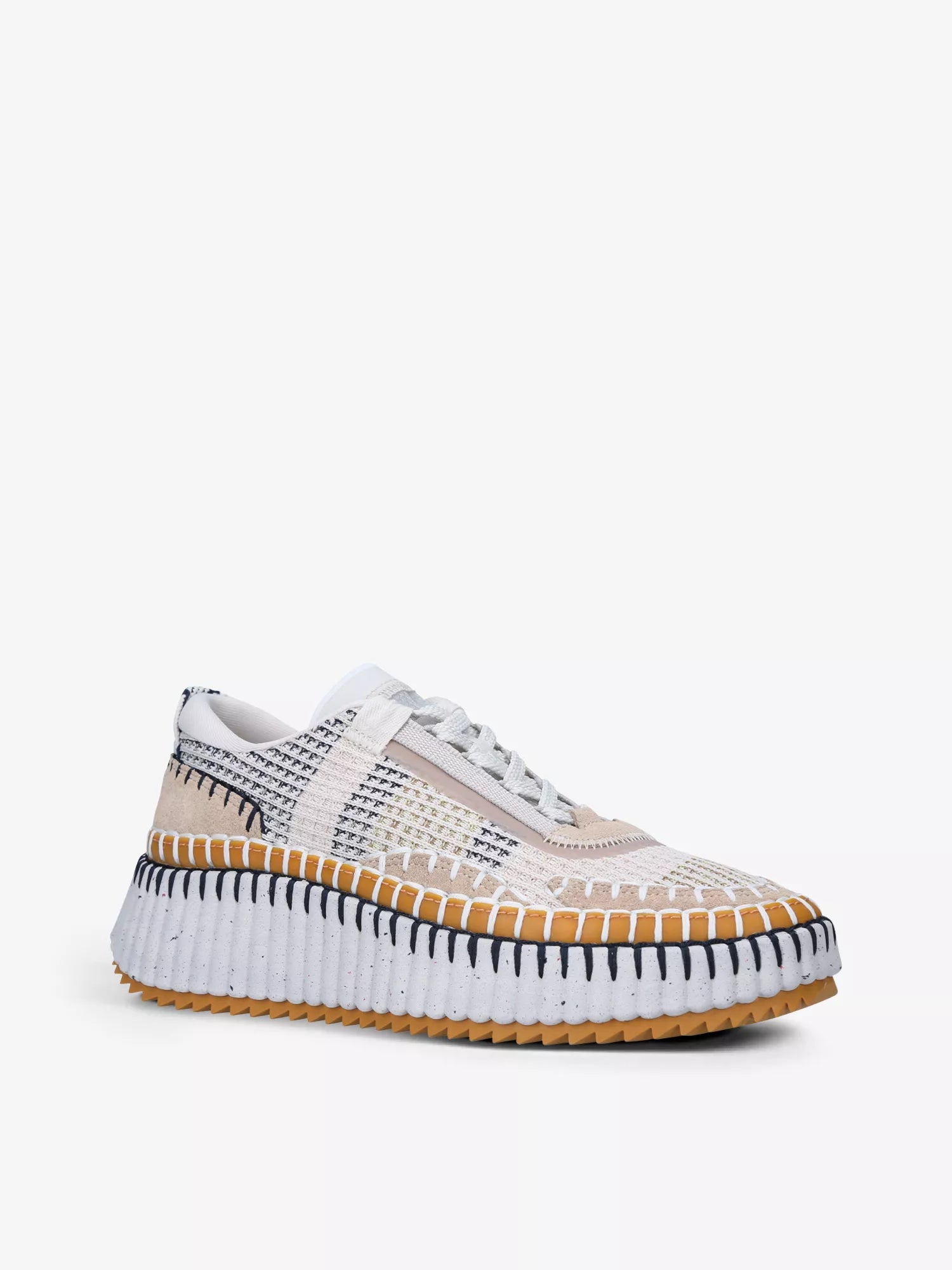 Nama embroidered suede and recycled mesh trainers