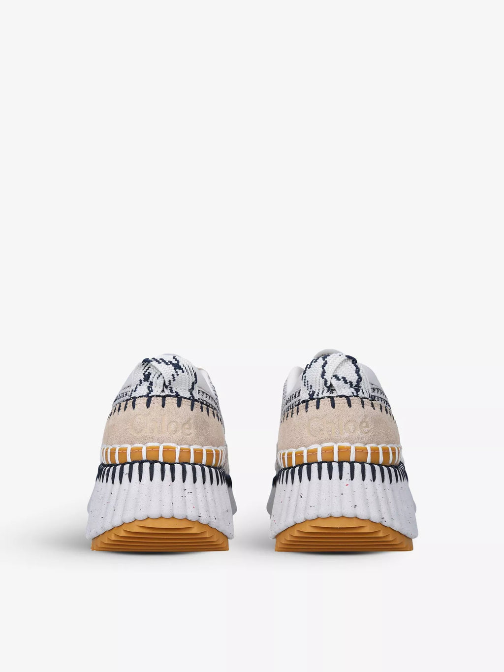 Nama embroidered suede and recycled mesh trainers