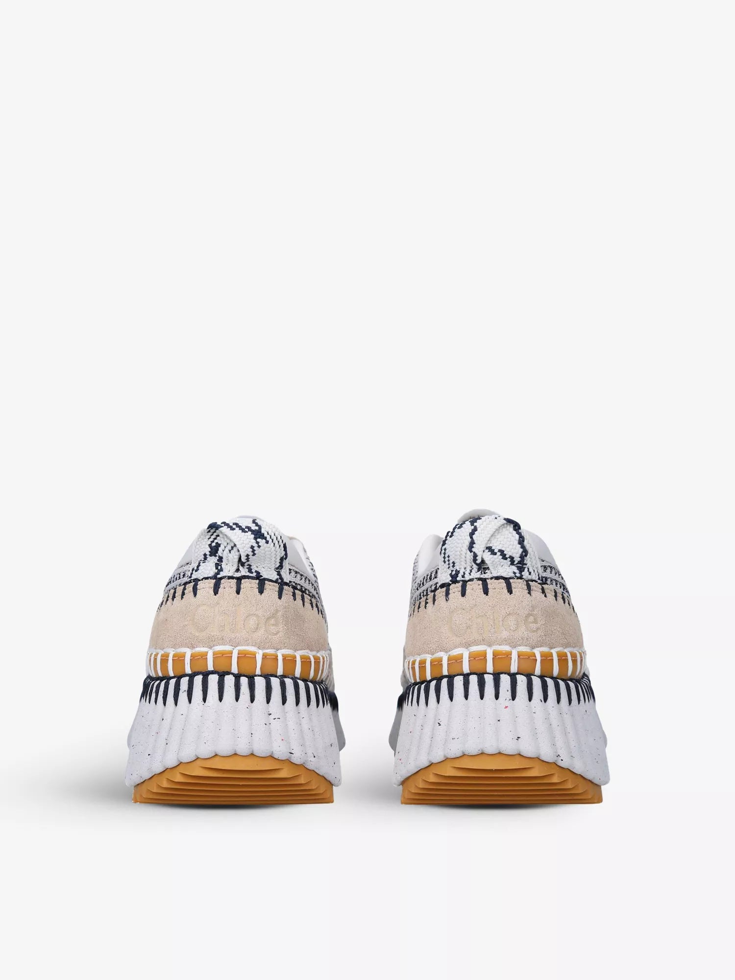 Nama embroidered suede and recycled mesh trainers
