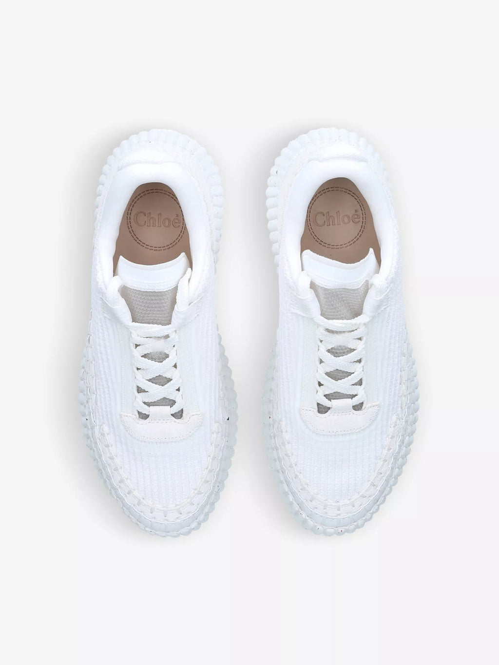 CHLOE  Nama embroidered suede and recycled mesh trainers