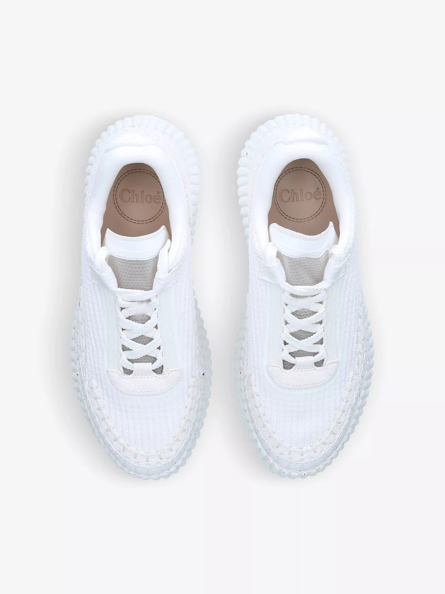 CHLOE  Nama embroidered suede and recycled mesh trainers