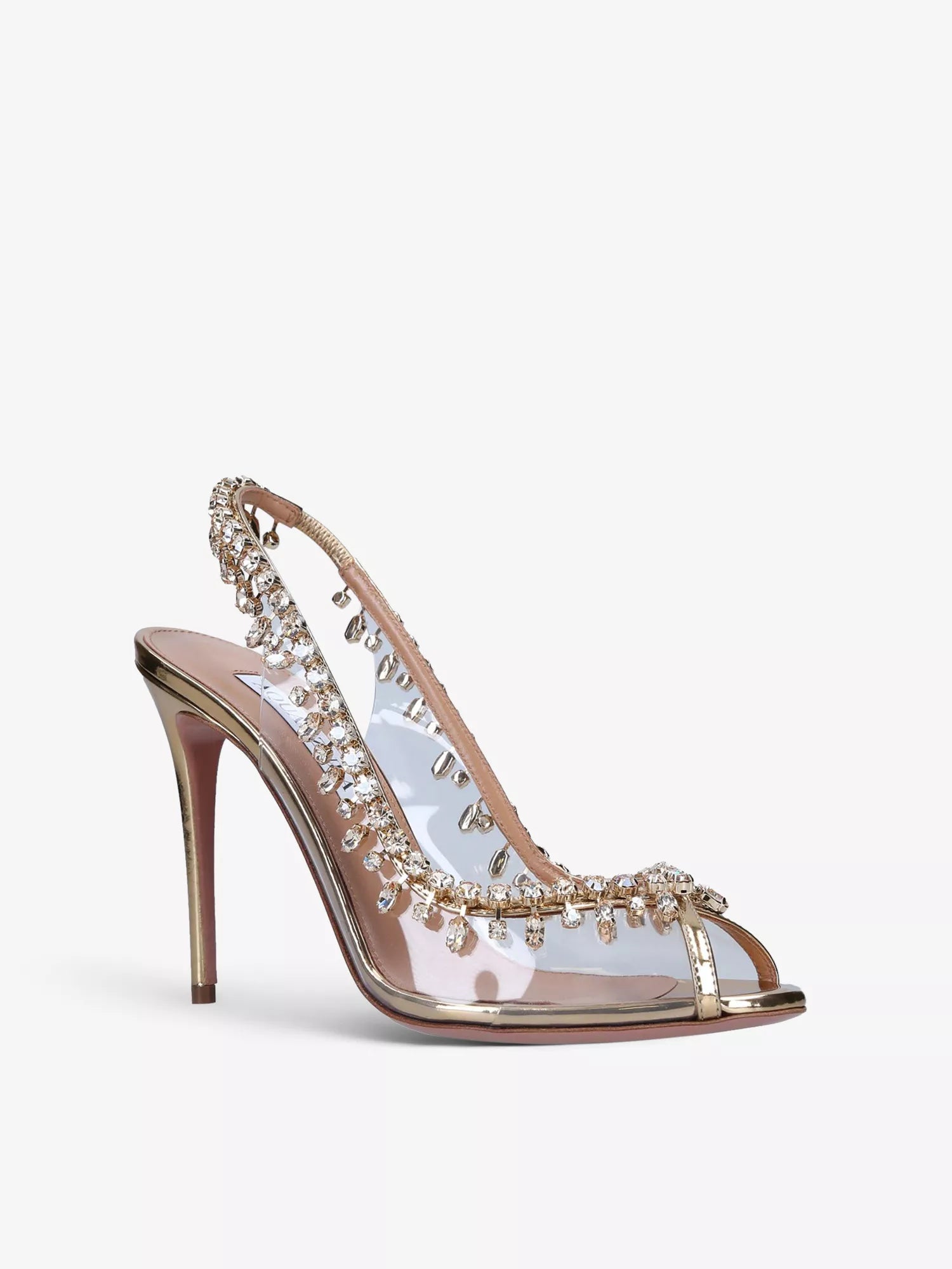 Temptation crystal-embellished leather and PVC heeled