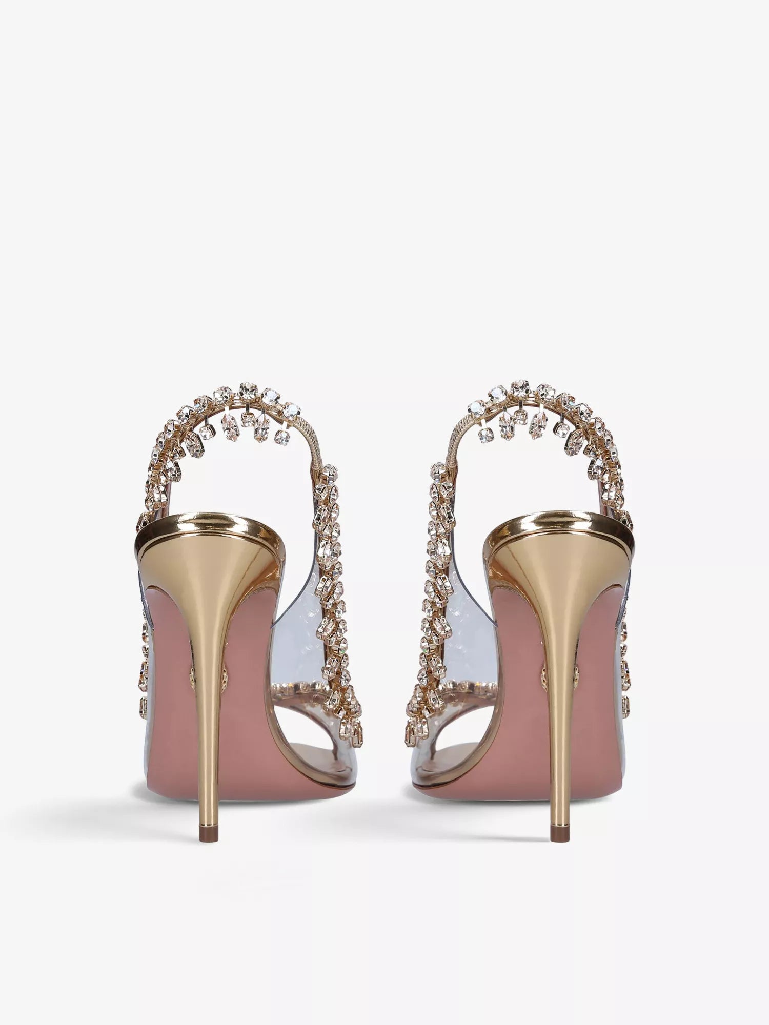 Temptation crystal-embellished leather and PVC heeled