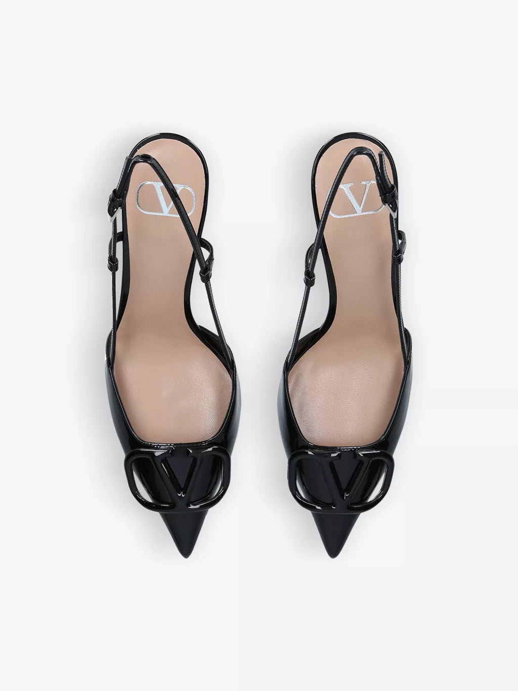 VLogo brand-embossed leather heeled courts