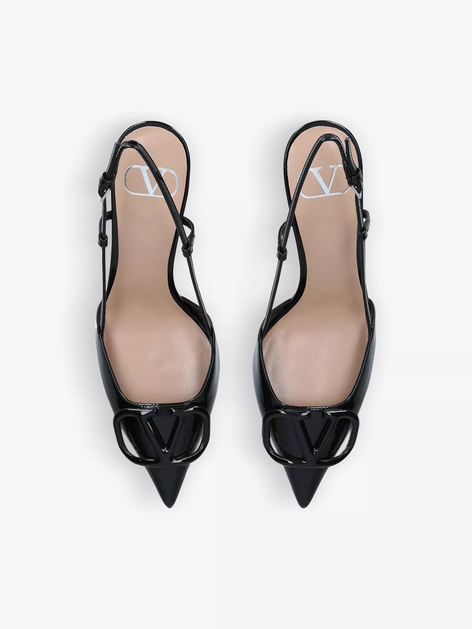 VLogo brand-embossed leather heeled courts