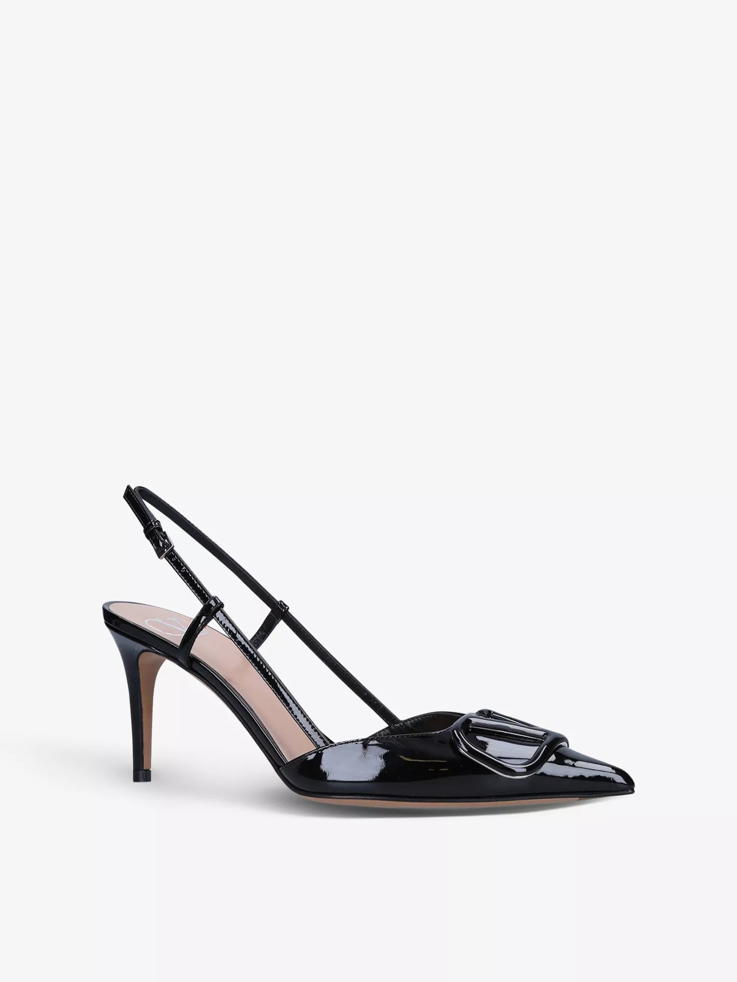 VLogo brand-embossed leather heeled courts