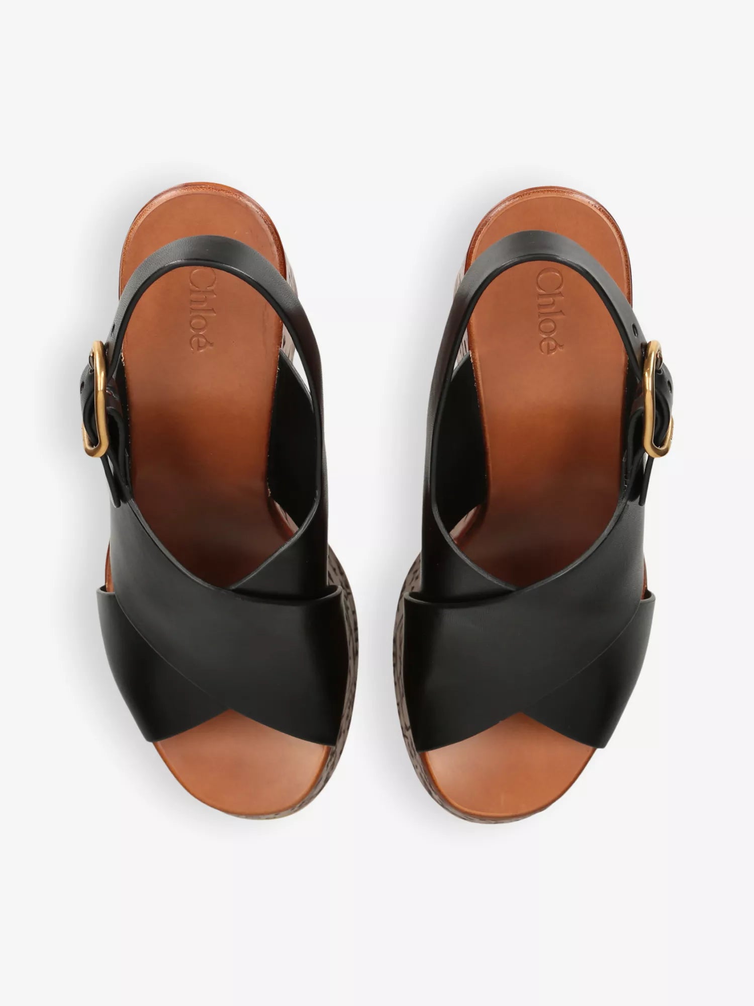 Maxine engraved-sole cowhide wedge sandals
