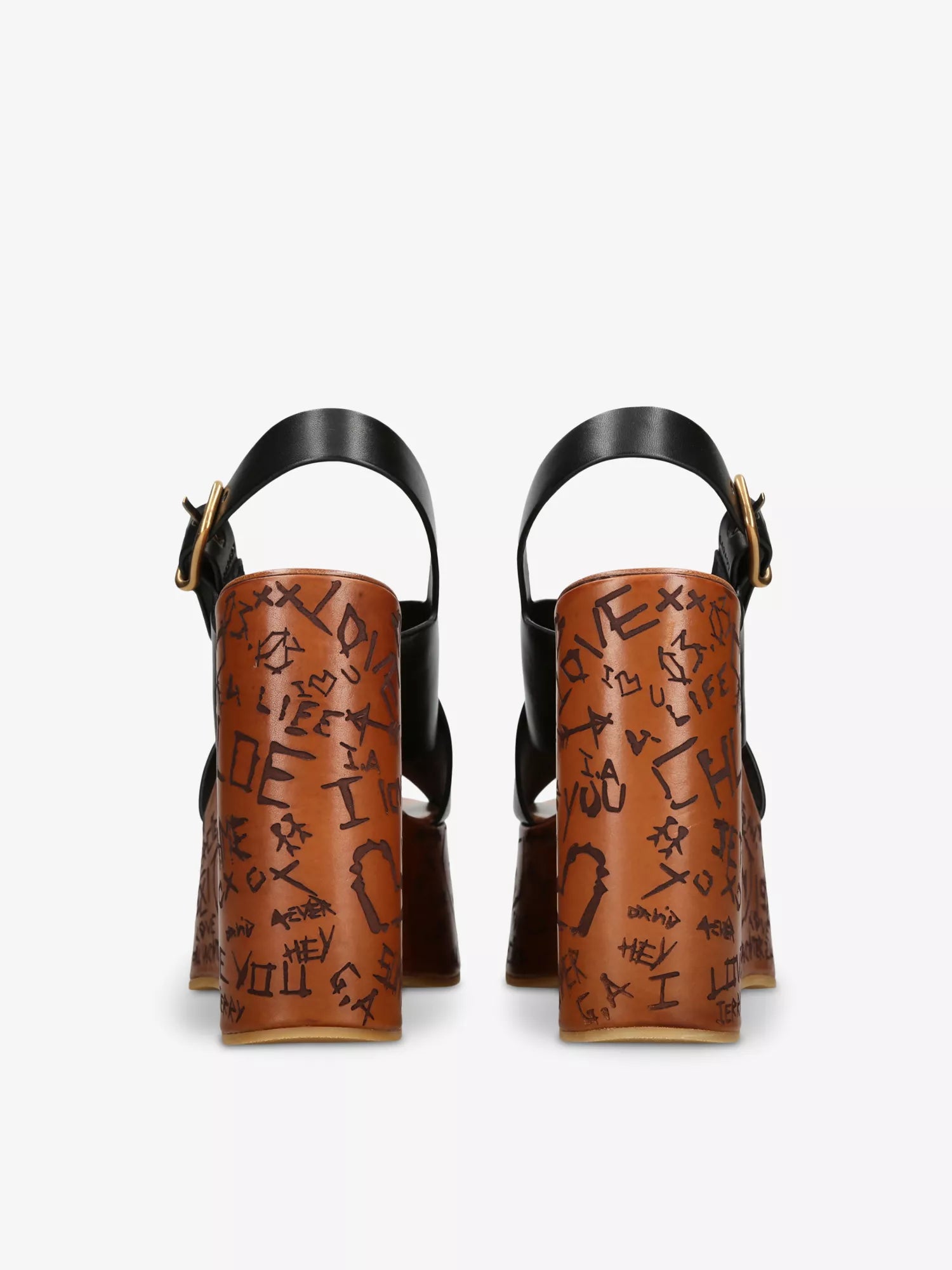 Maxine engraved-sole cowhide wedge sandals