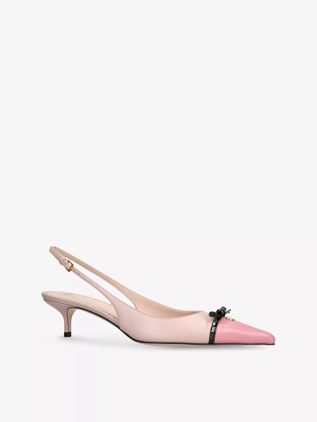 Bepointyn 45 Bow-Embroidered Slingback Patent-Leather Heeled Courts