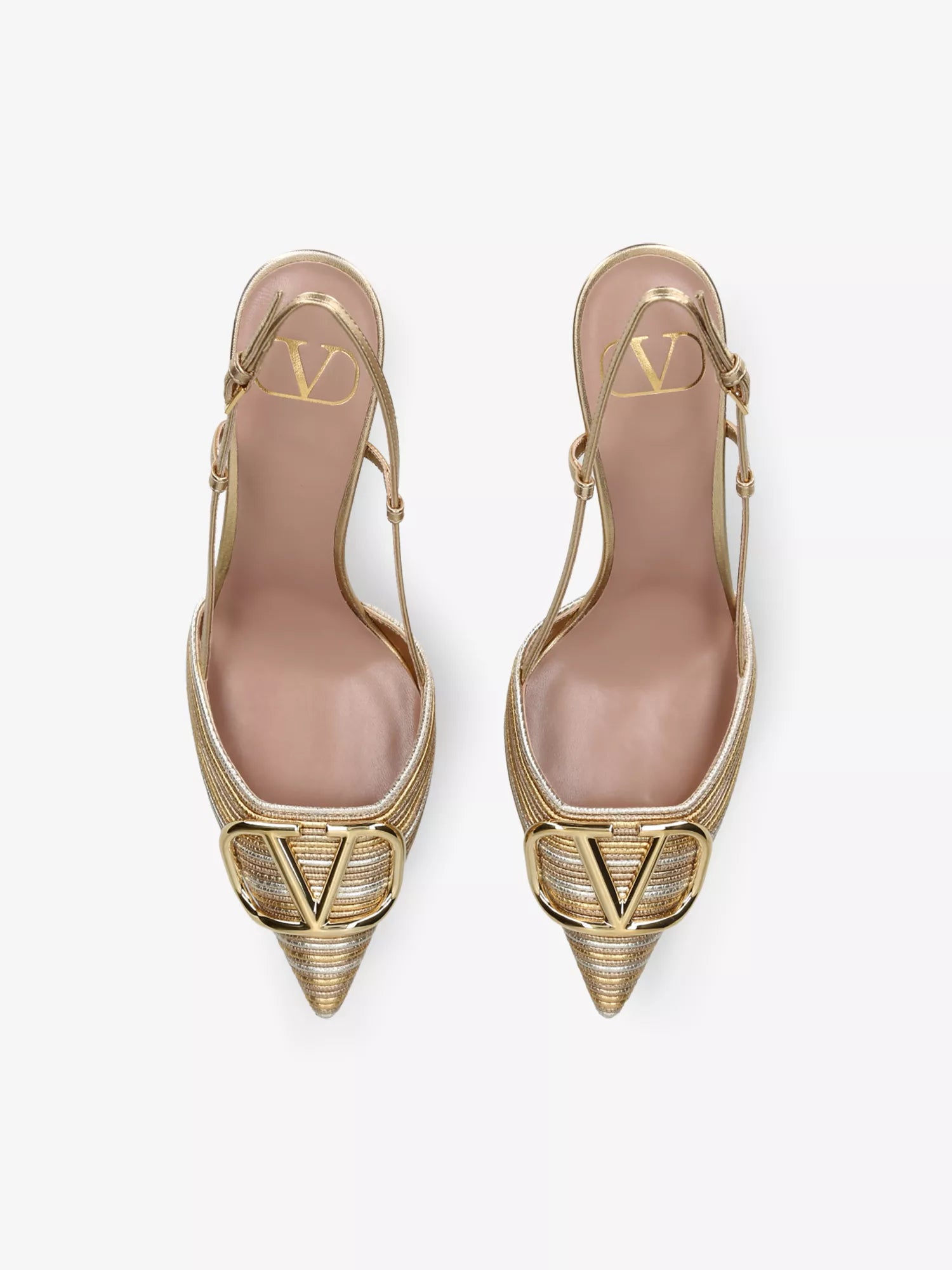 VLogo Signature 80 metallic-leather slingback pumps