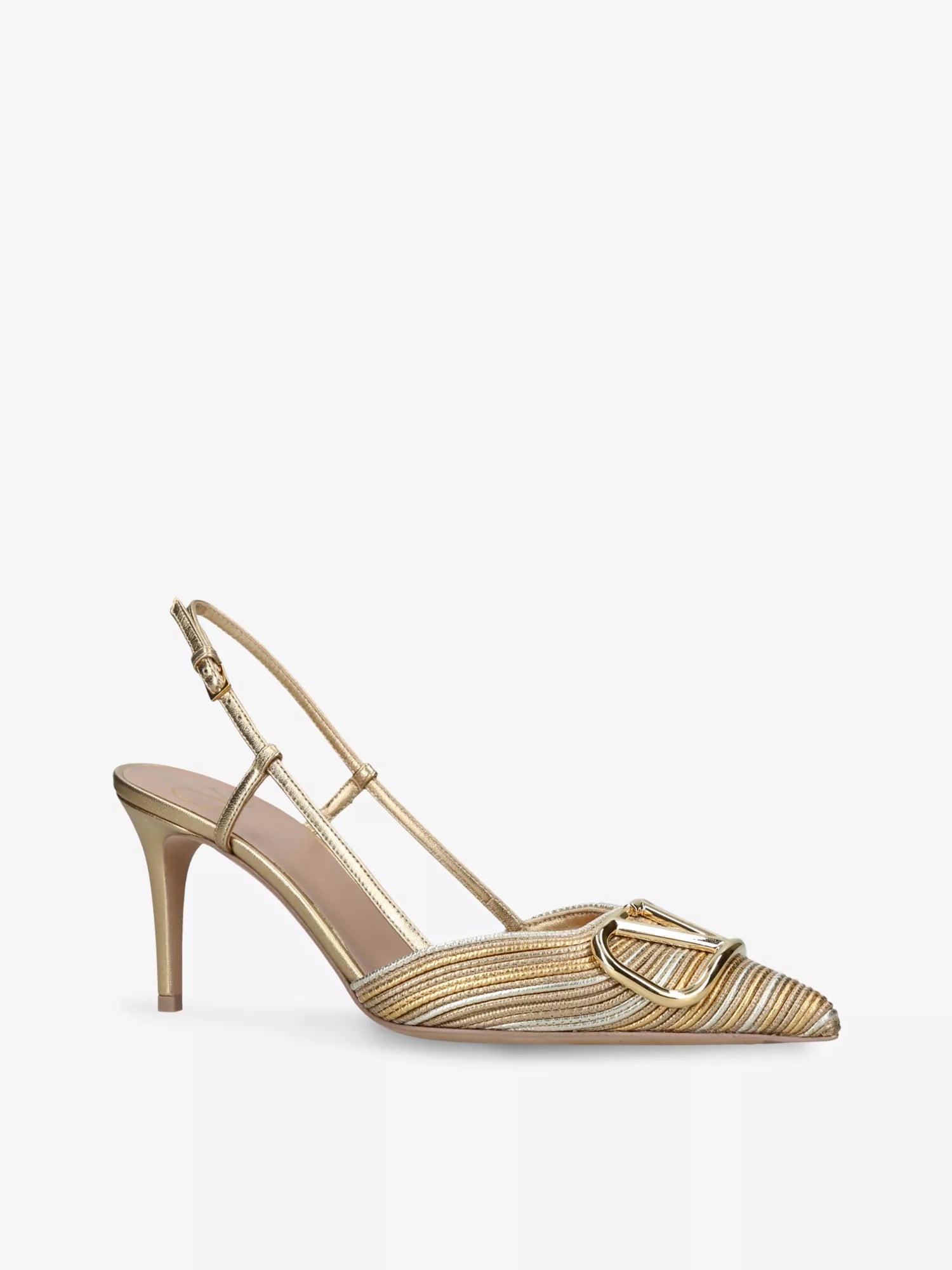 VLogo Signature 80 metallic-leather slingback pumps