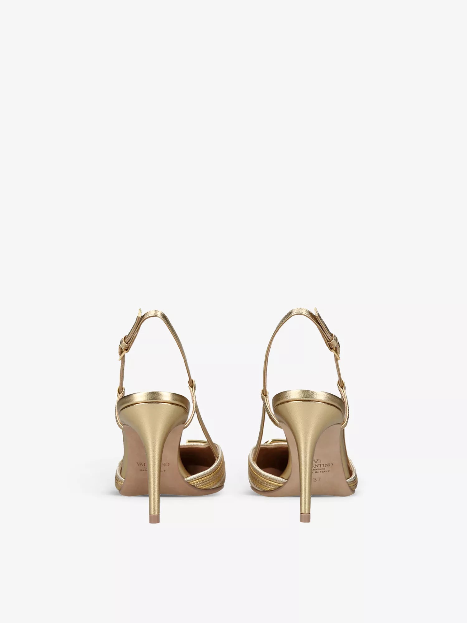 VLogo Signature 80 metallic-leather slingback pumps