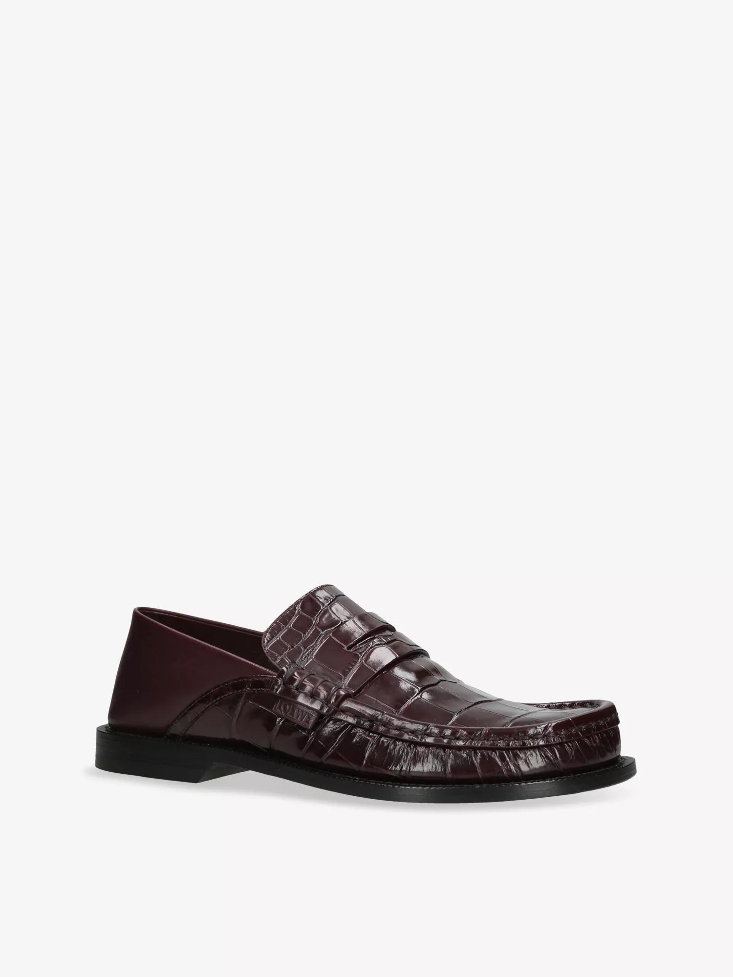 LOEWE Campo Crocodile-Embossed Leather Penny Loafers