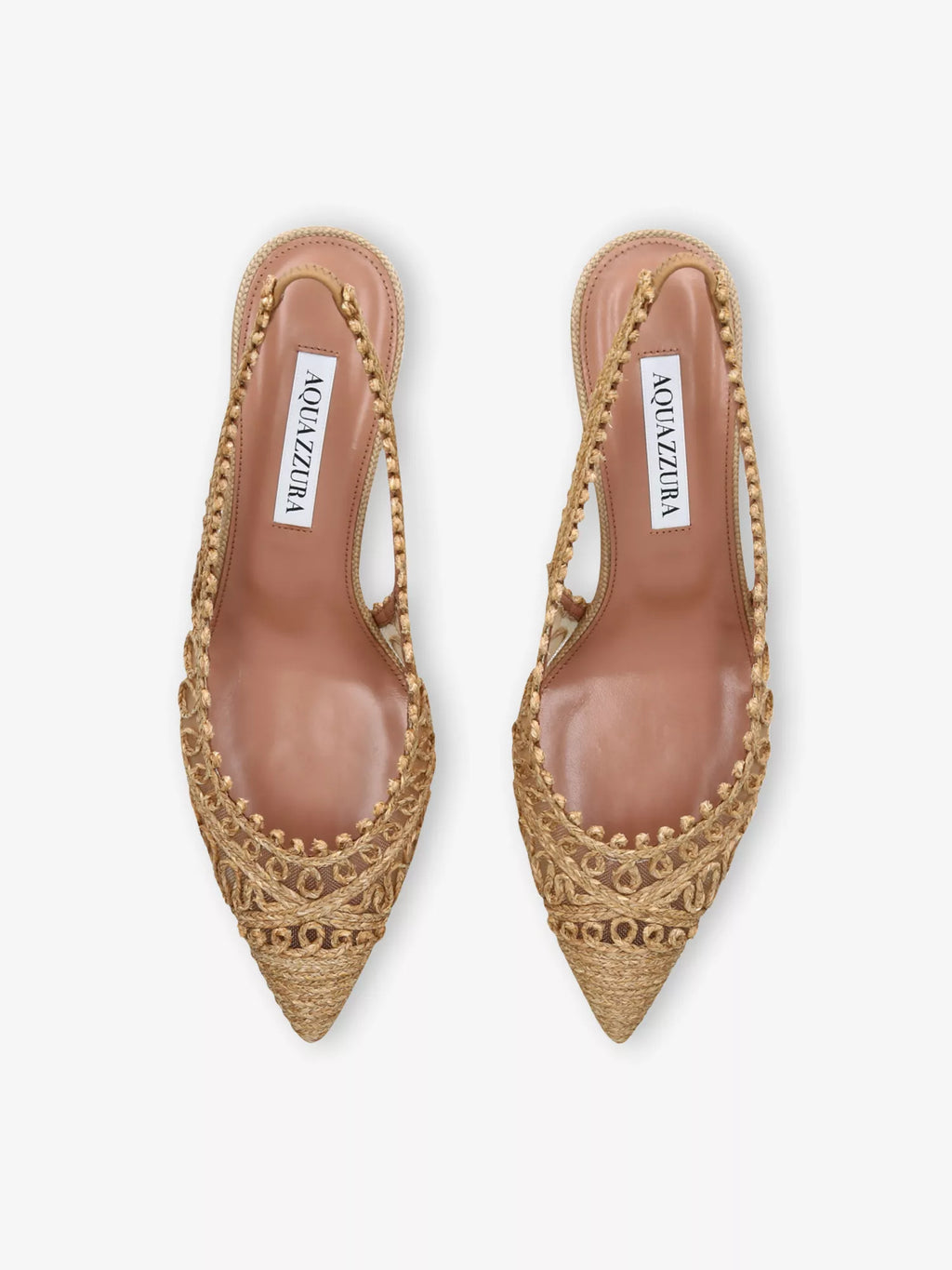 AQUAZZURA Kahlo Sling 50 Raffia And Mesh Heeled Courts