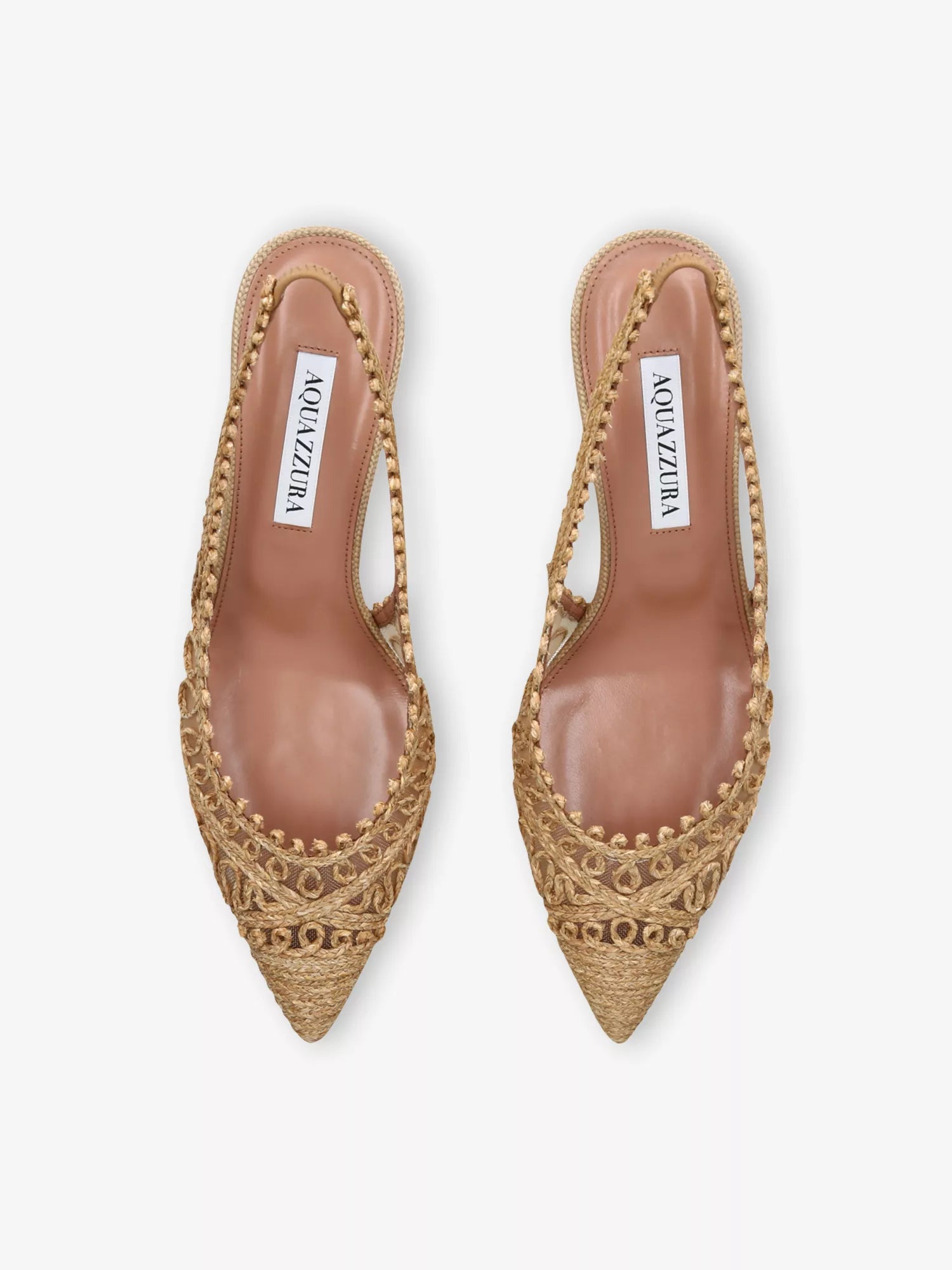 AQUAZZURA Kahlo Sling 50 Raffia And Mesh Heeled Courts