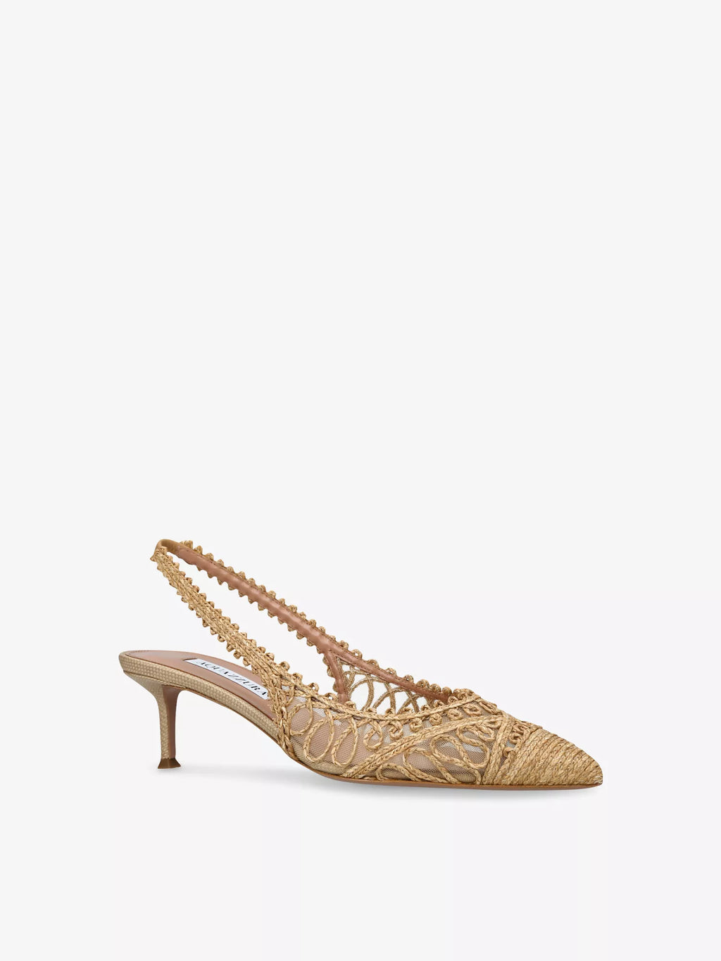 AQUAZZURA Kahlo Sling 50 Raffia And Mesh Heeled Courts