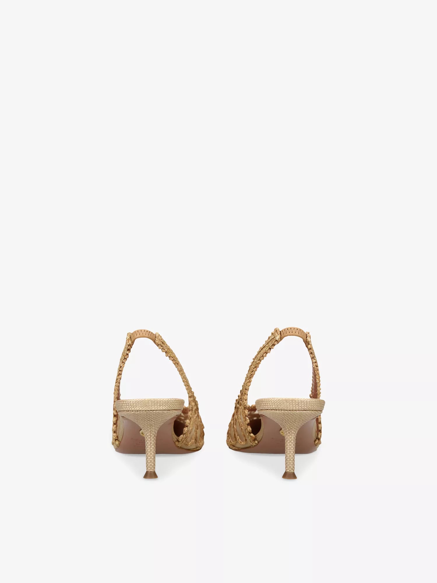 AQUAZZURA Kahlo Sling 50 Raffia And Mesh Heeled Courts