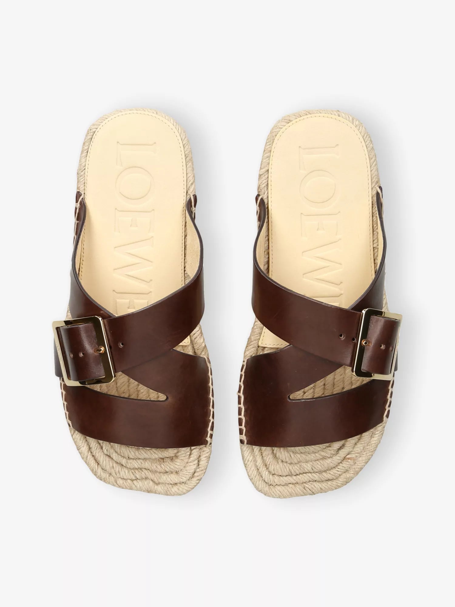 LOEWE Petal Leather Espadrille Sliders