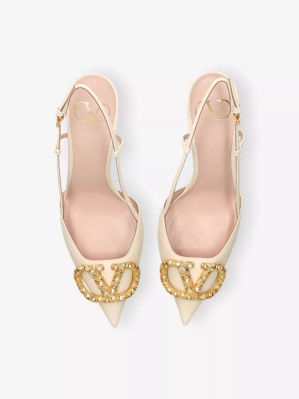 Vlogo 80 Crystal-Embellished Leather Slingback Courts