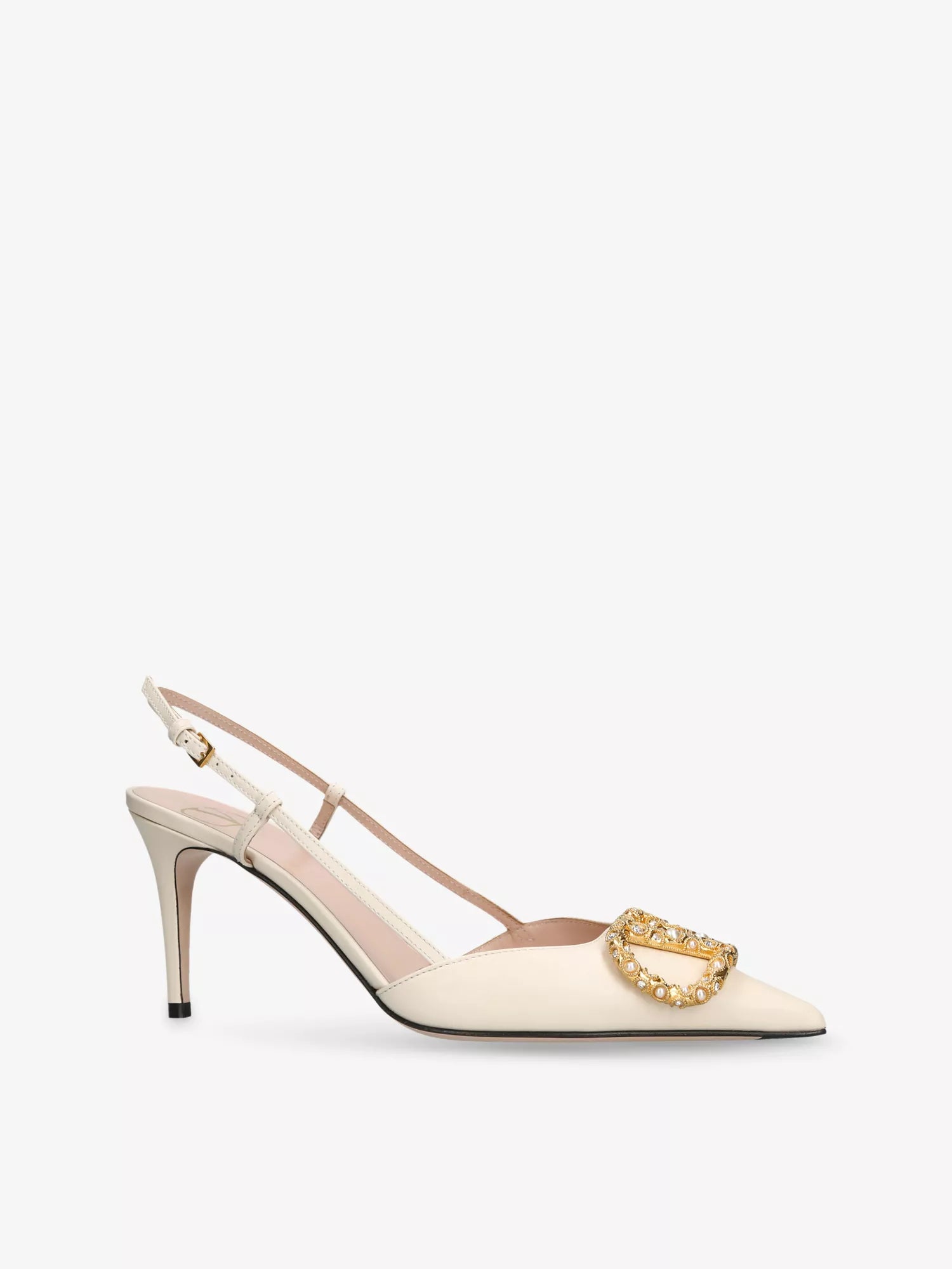 Vlogo 80 Crystal-Embellished Leather Slingback Courts