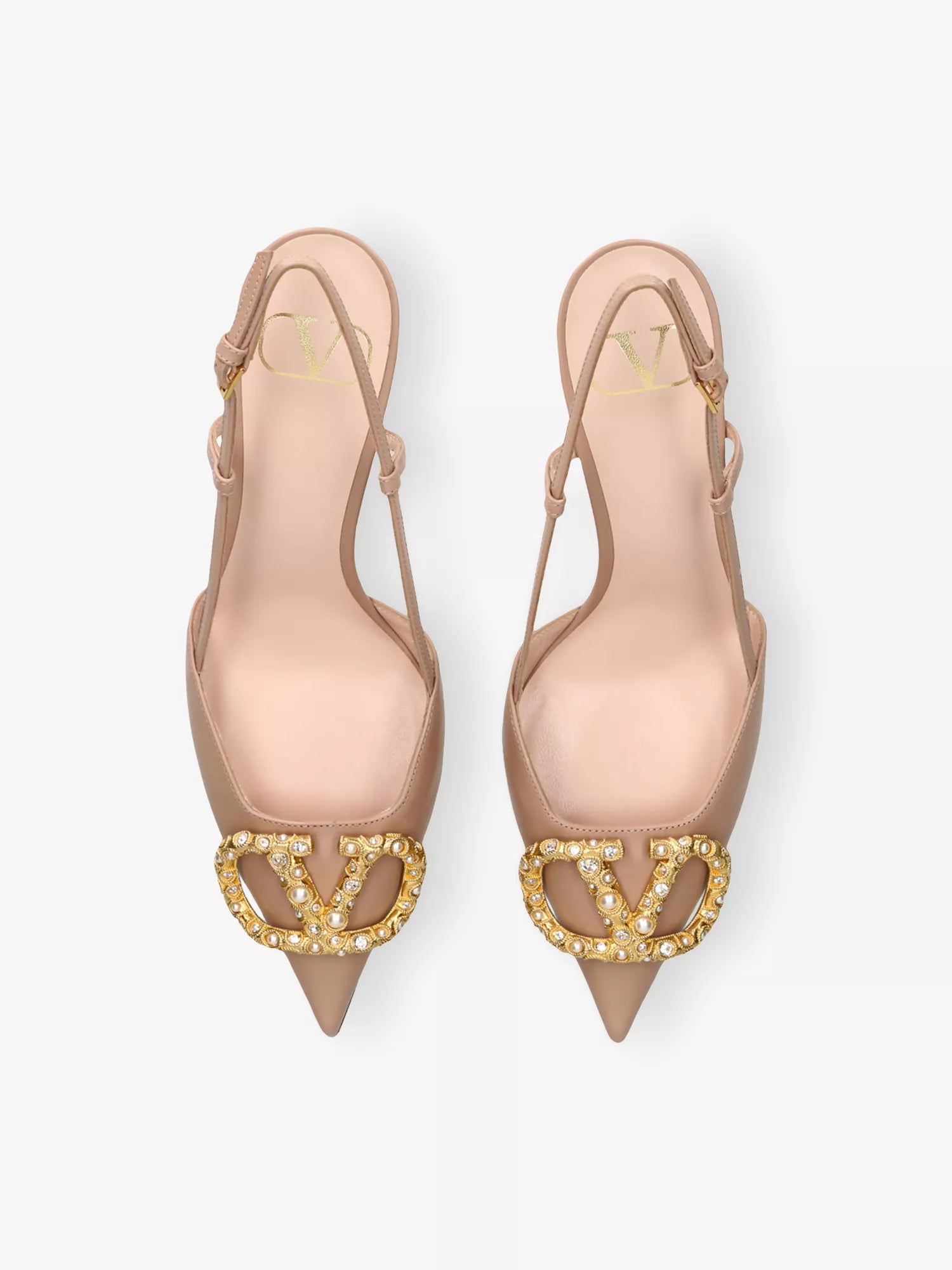 Vlogo 80 Crystal-Embellished Leather Slingback Courts