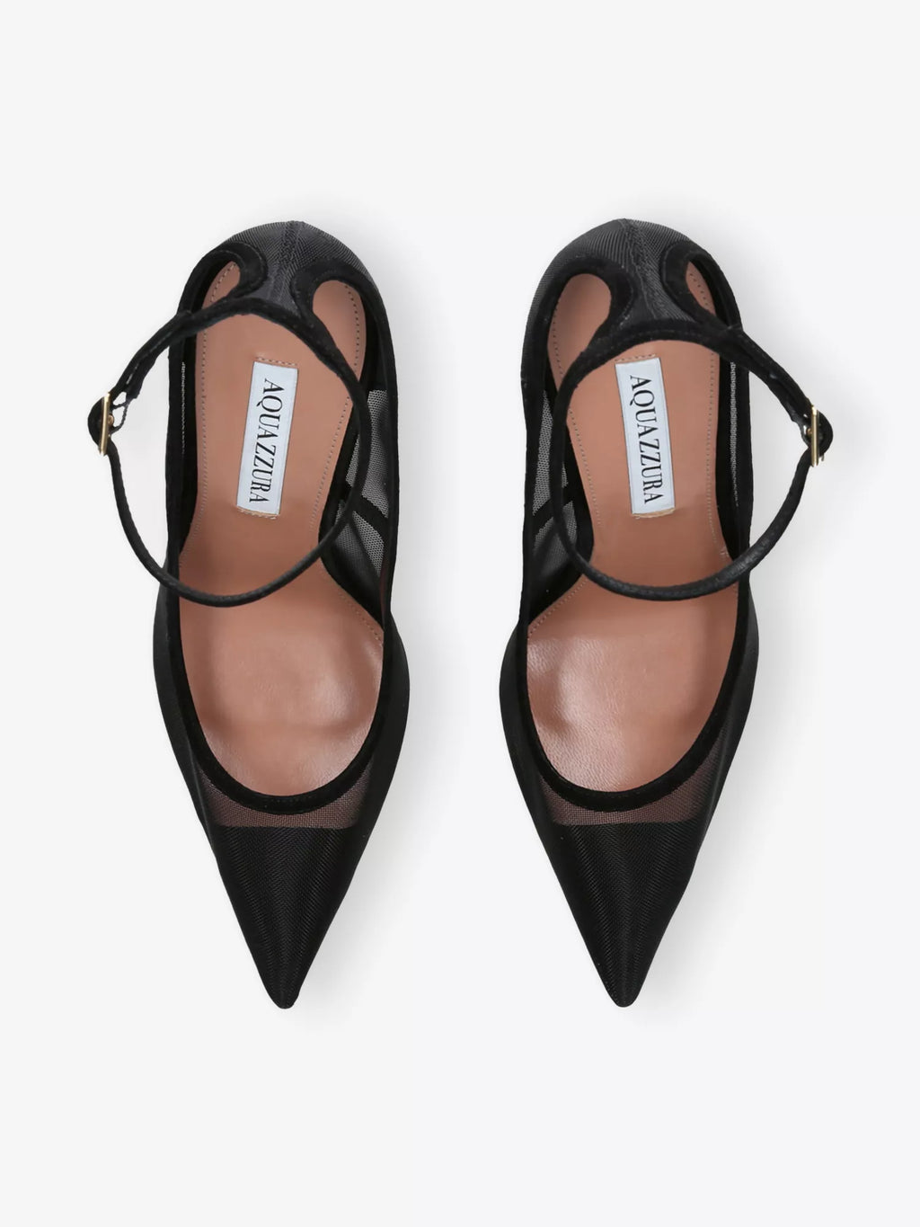 AQUAZZURA Love Affair 105 Mesh and Suede Courts