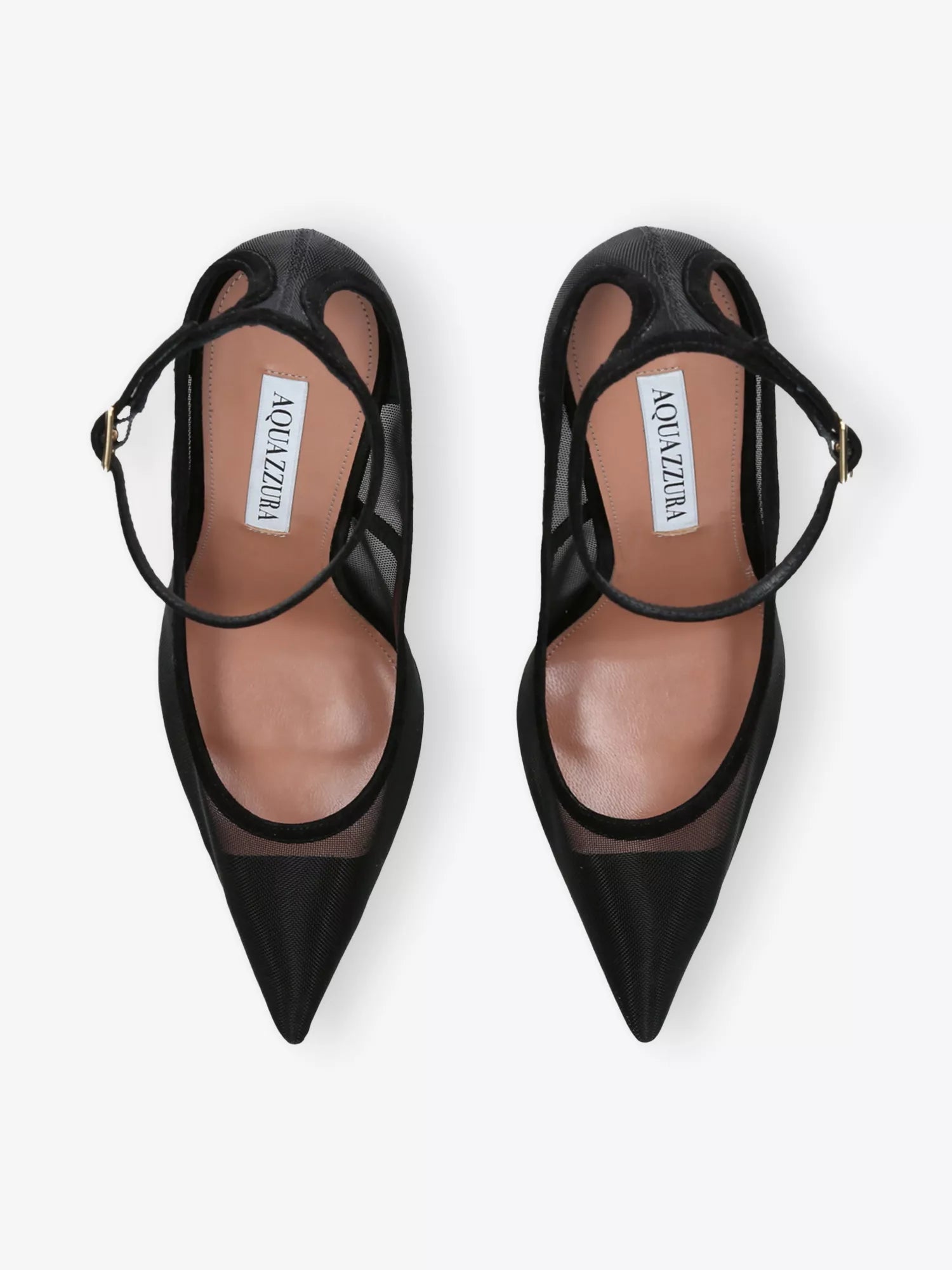 AQUAZZURA Love Affair 105 Mesh and Suede Courts