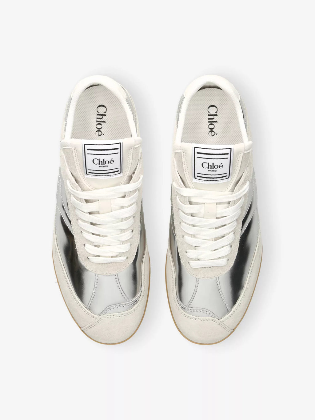 CHLOE Chloé Kick Metallic-Leather and Suede Low-Top Trainers