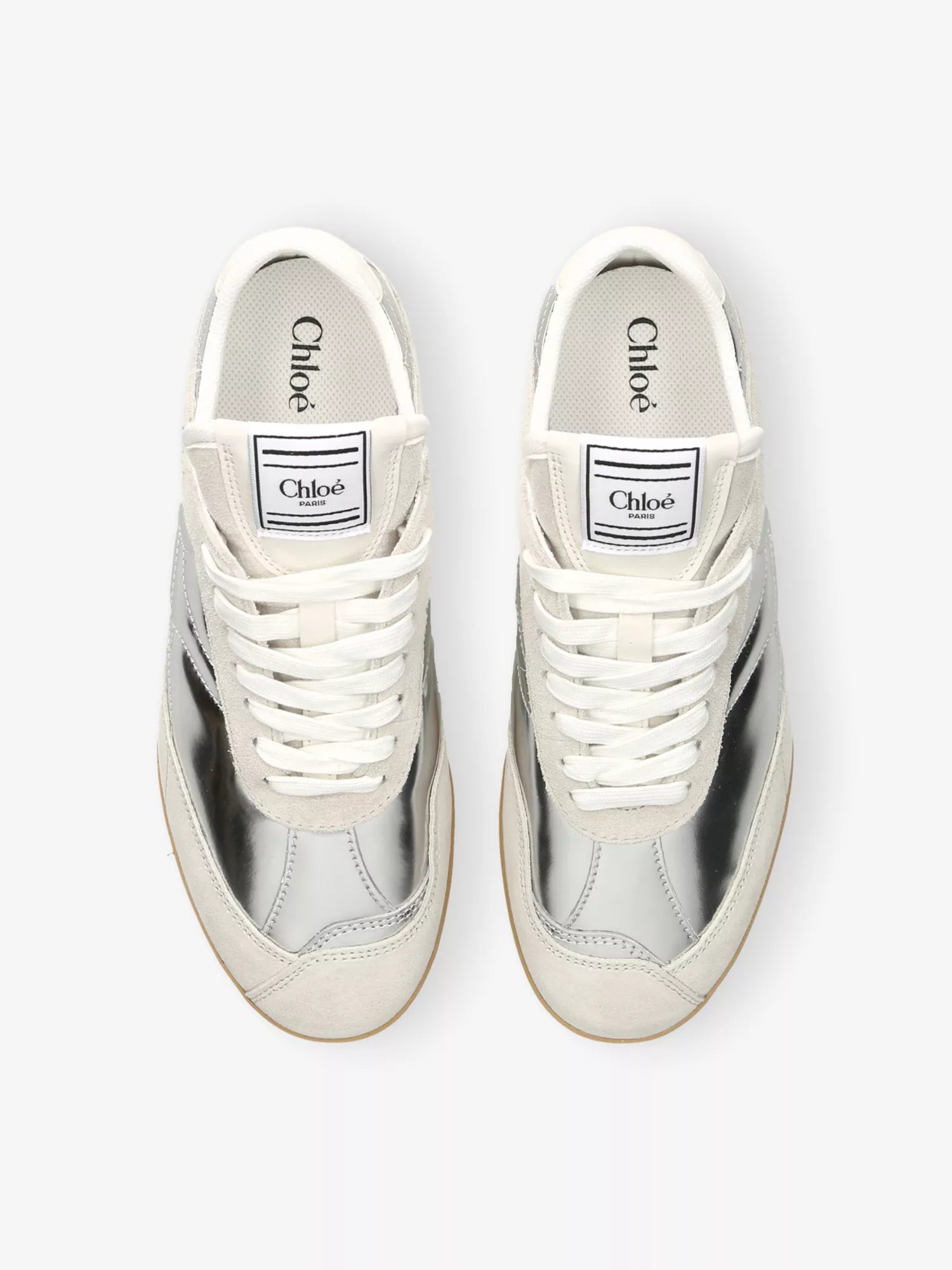 CHLOE Chloé Kick Metallic-Leather and Suede Low-Top Trainers