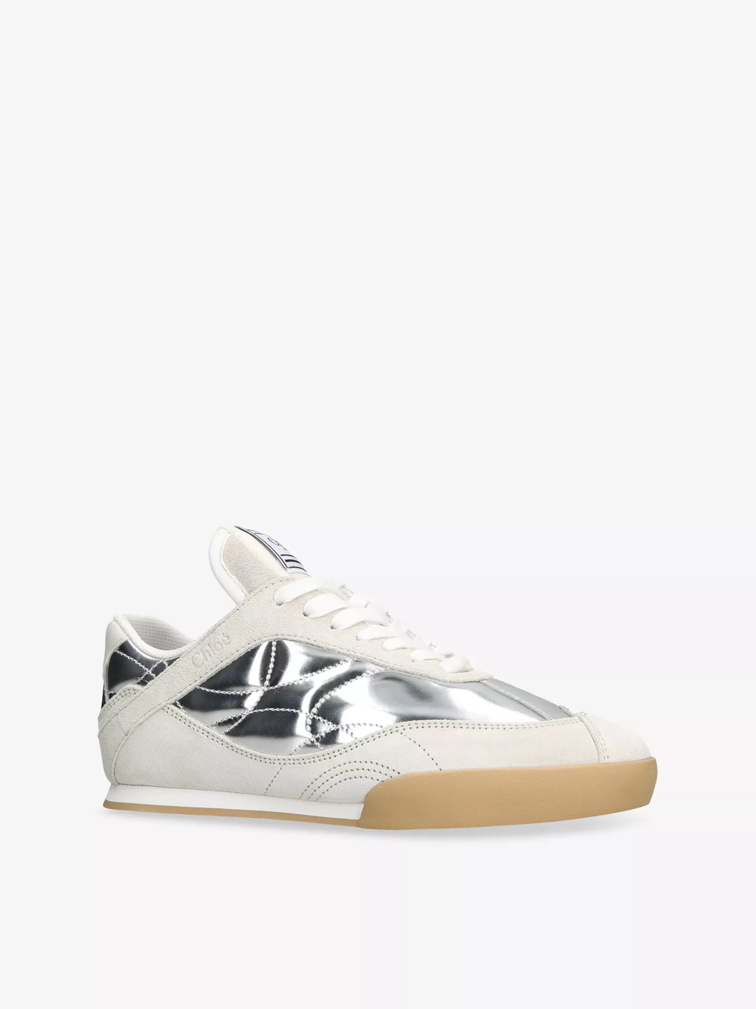 CHLOE Chloé Kick Metallic-Leather and Suede Low-Top Trainers
