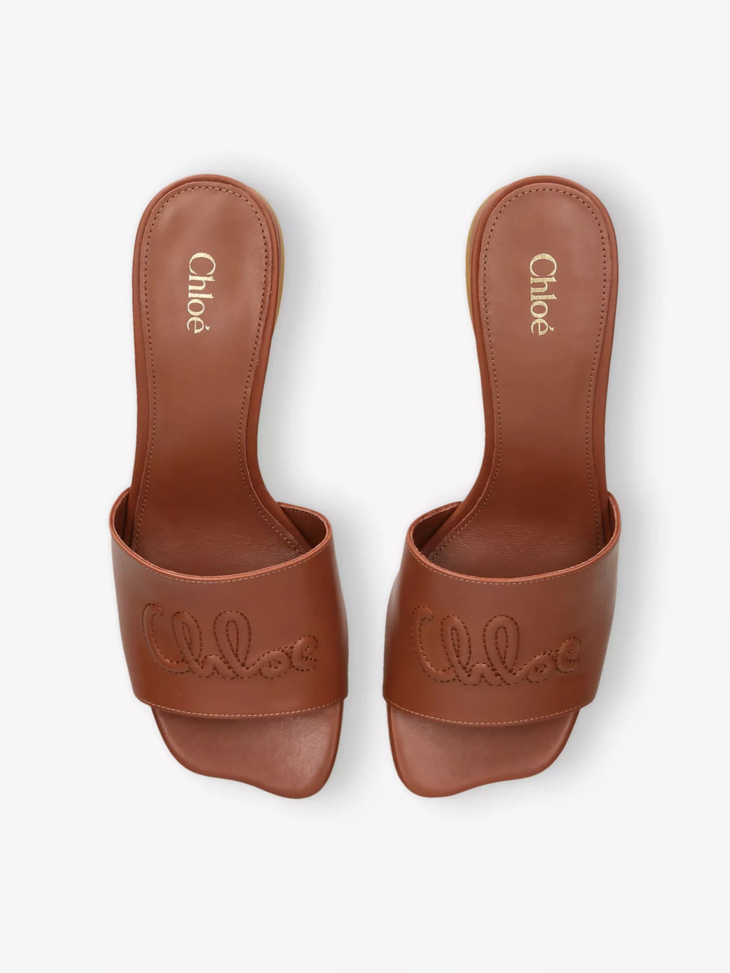 CHLOE  Soleil Leather Block-Heel Mules