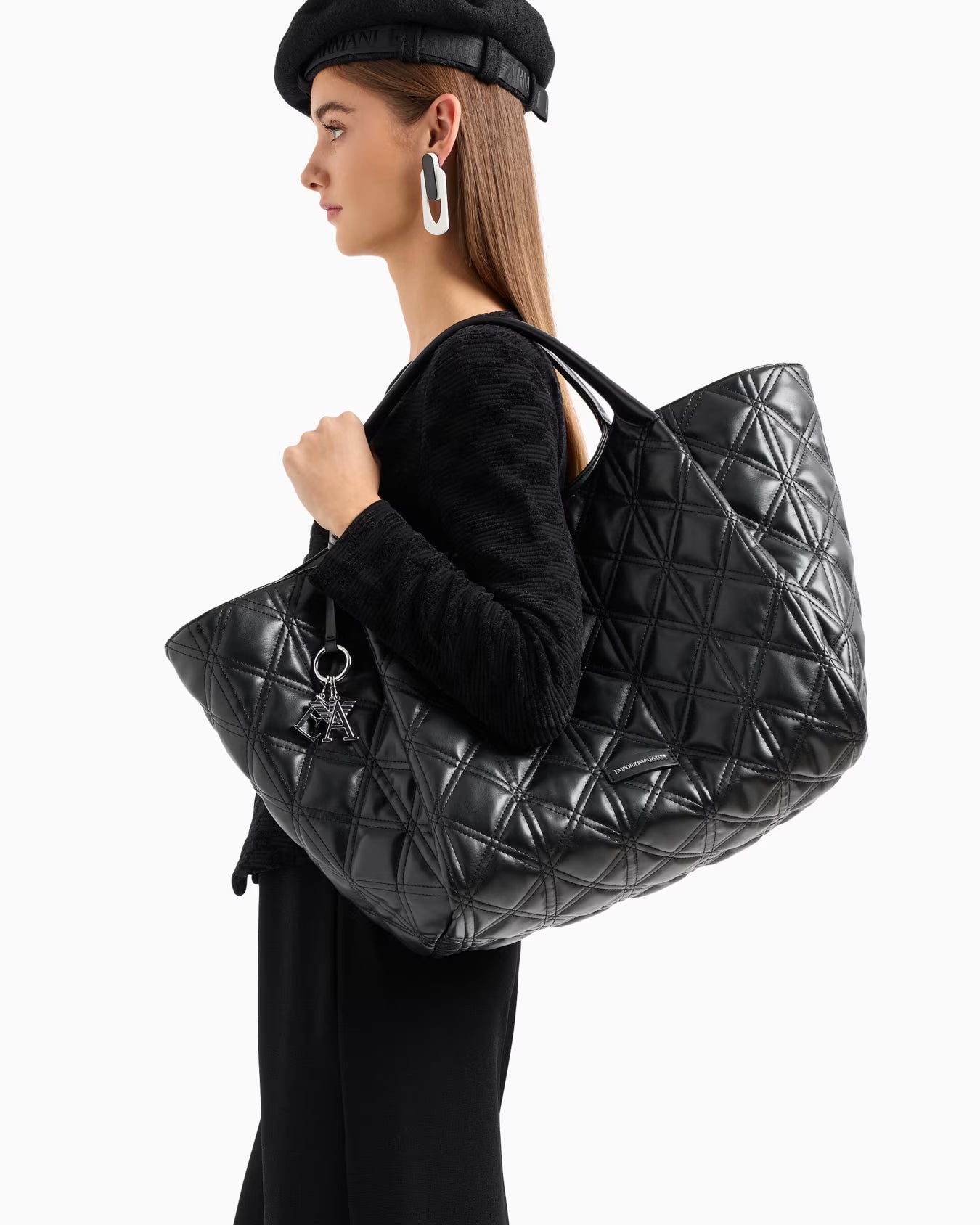 Sac cabas oversize effet cuir nappa matelassé ARMANI 