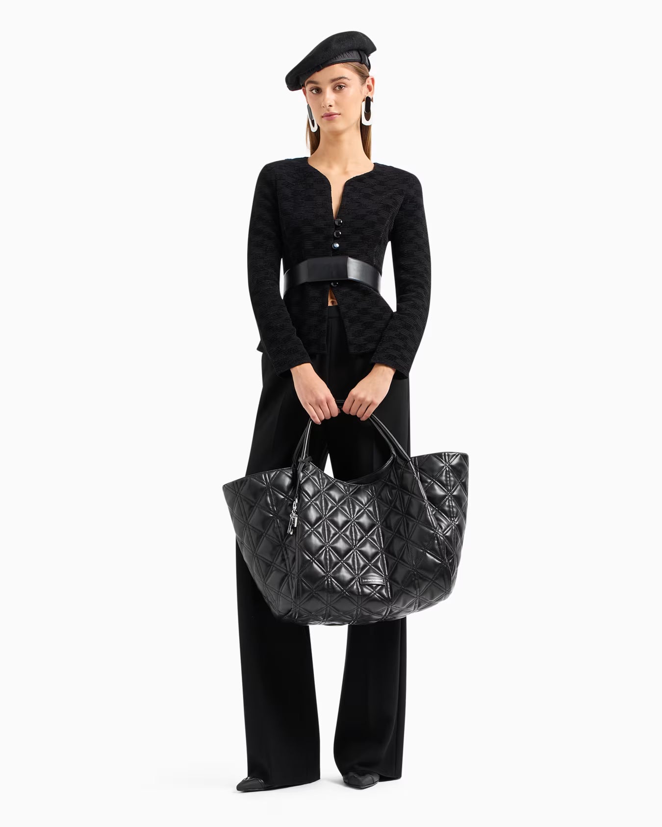 Sac cabas oversize effet cuir nappa matelassé ARMANI 